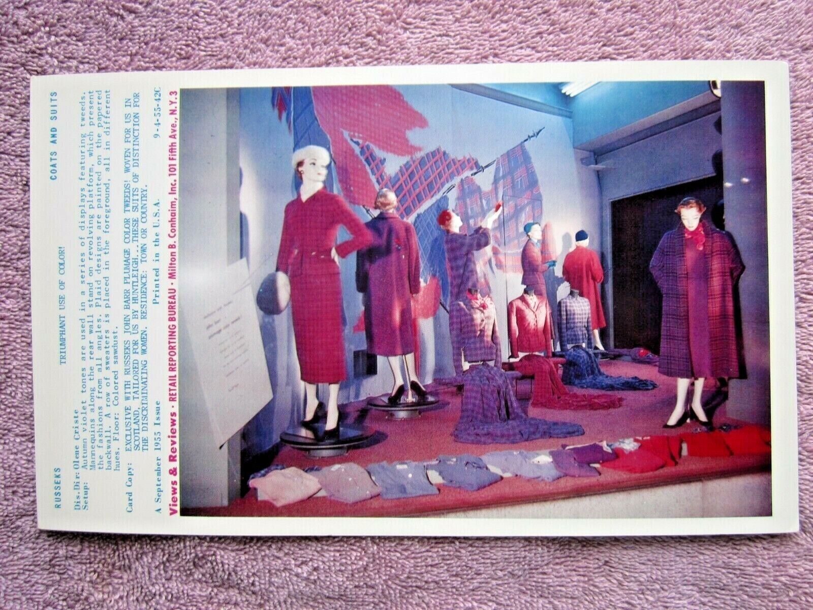 1955 RUSSEKS STORE WINDOW DISPLAY JOHN BARR PLUMAGE PHOTOGRAPH PRINT #301
