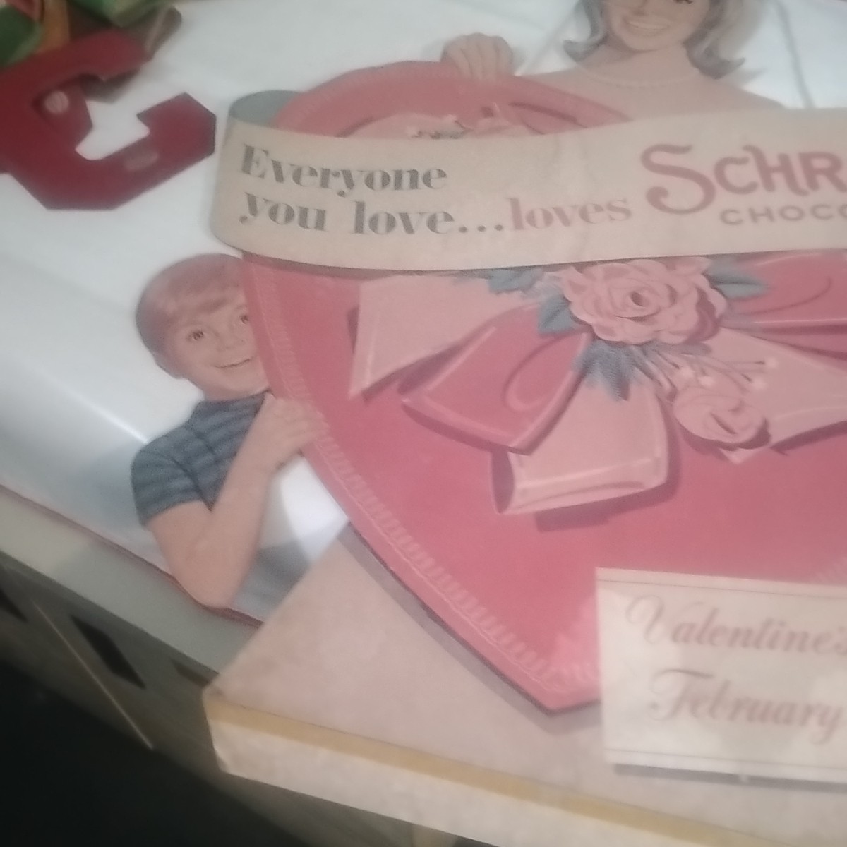 Large Cardboard 1955 Schrader’s Candies Store Display