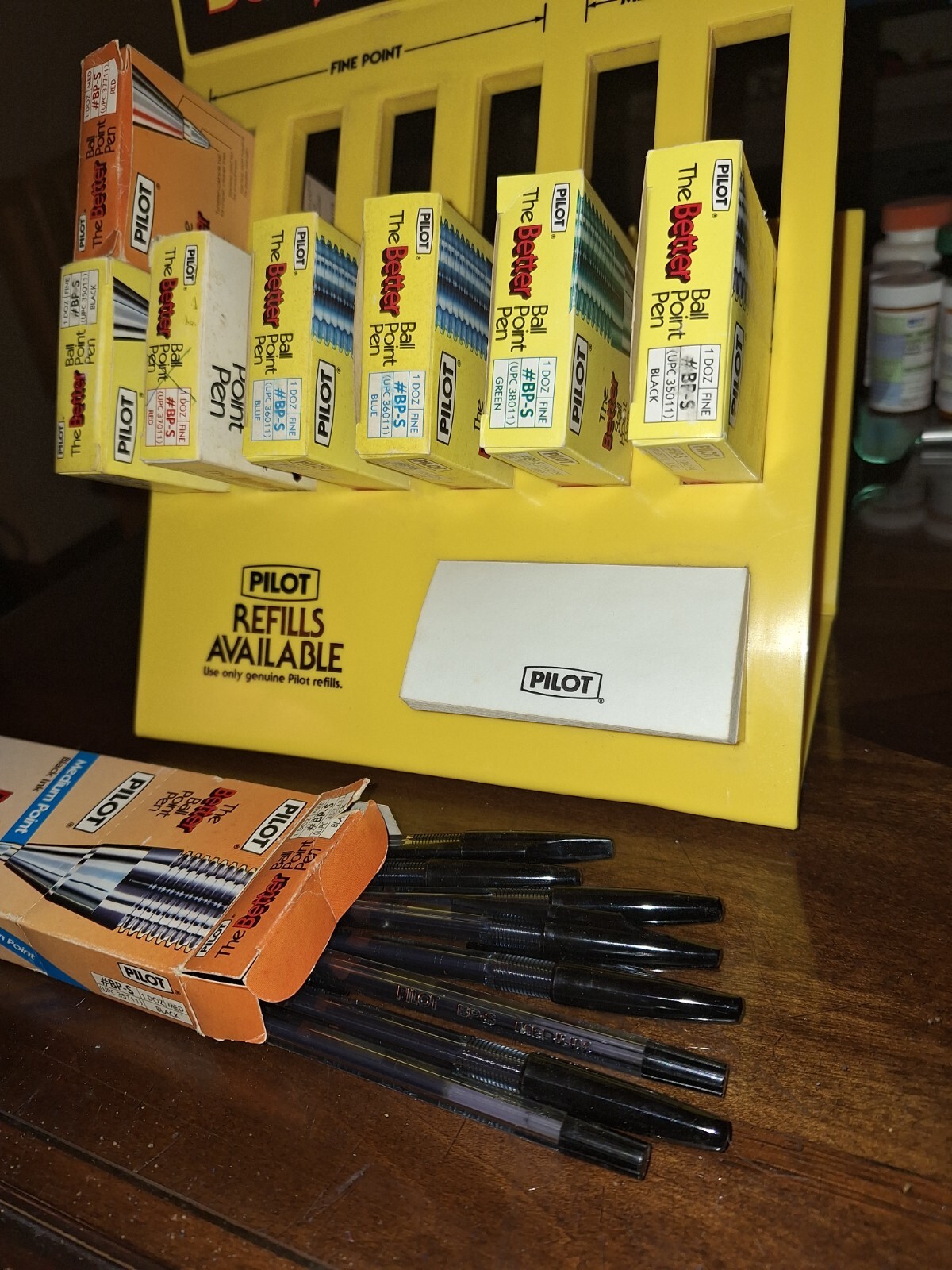 Vintage Pilot Ballpoint Pen Plastic Store Display With 8 Pen Boxes And Pens 🔥