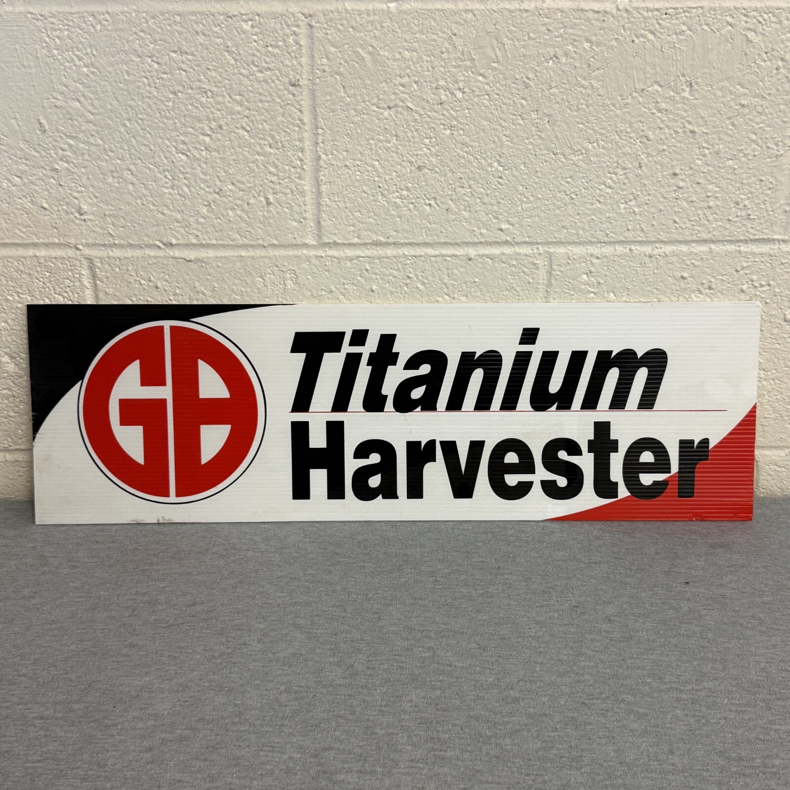 Vintage GB TItanium Harvester Plastic Store Dispaly Sign 25-3/4″ x 8″