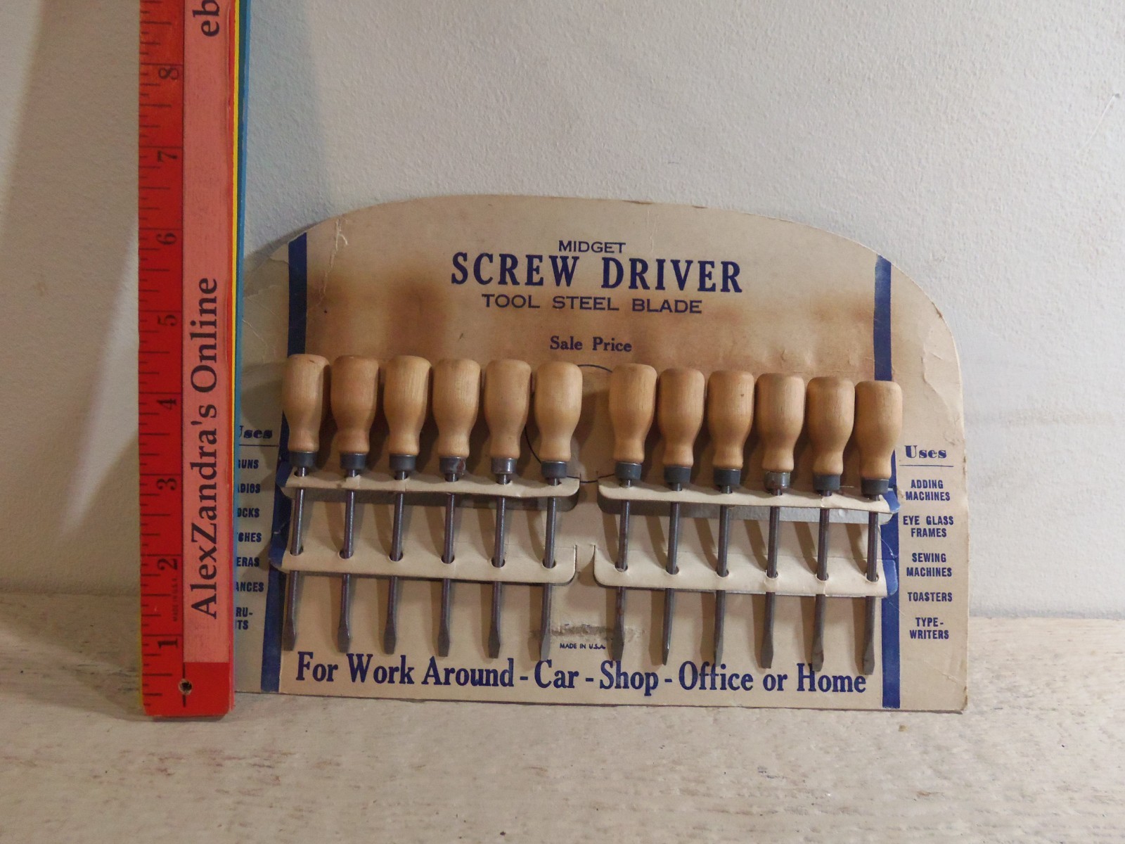 MIDGET Screw Driver Tool Steel Blade Hardware Store Display with Screwdrivers