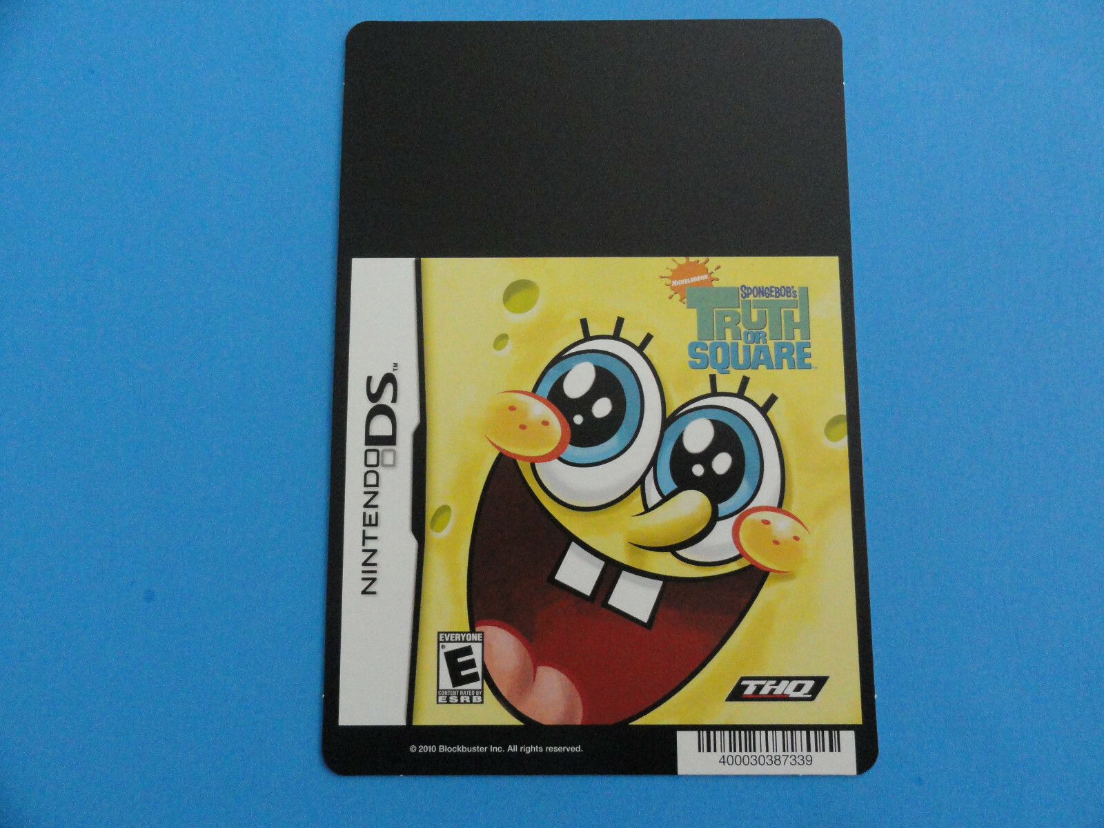 NINTENDO DS SPONGEBOBS TRUTH OR SQU BLOCKBUSTER VIDEO SHELF DISPLAY BACKER CARD