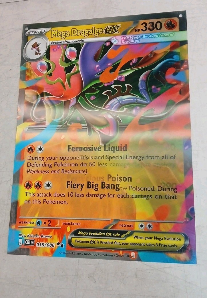 Pokemon Mega Pyroar Dragalge Ex Lenticular Chaos Rising Promo Jumbo Card