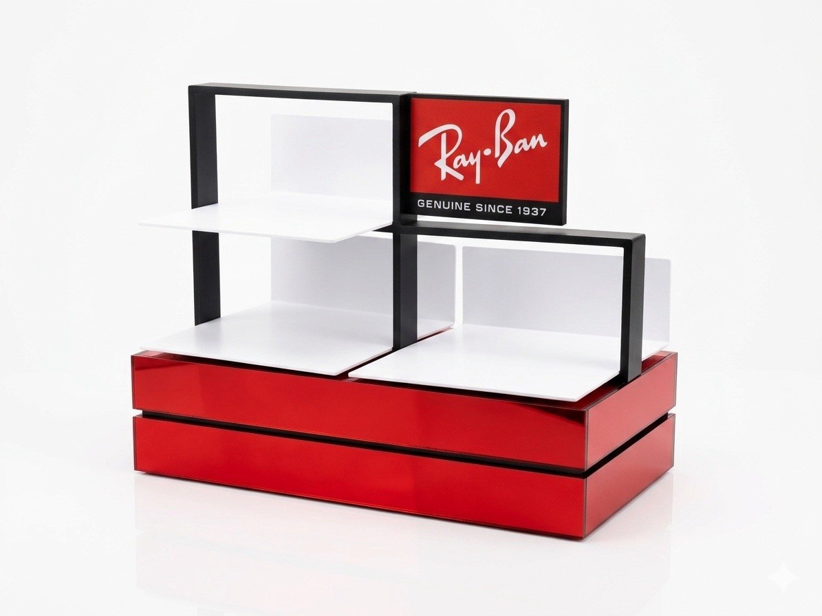 Ray Ban Glasses Store Countertop Sales Display Rack Shelf – 3 Place Shelf Unit