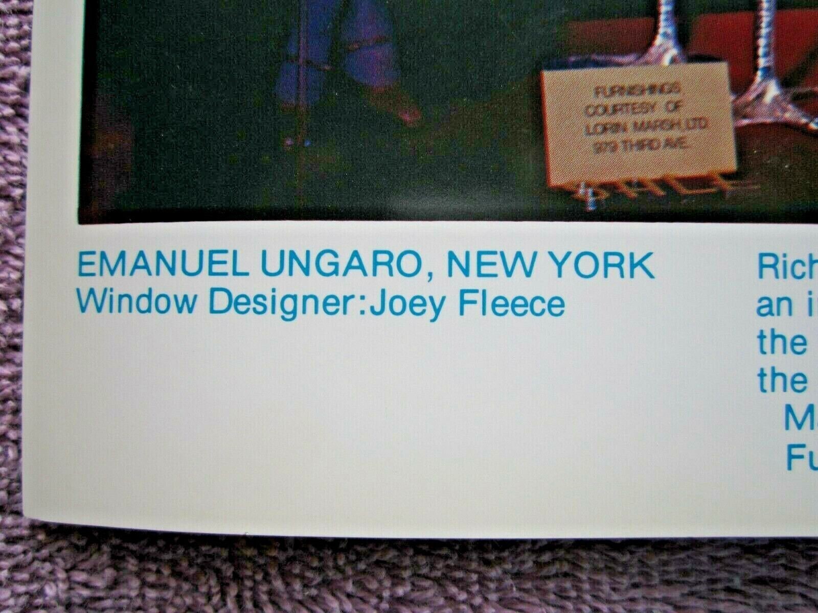 1981 EMANUEL UNGARO, NY STORE WINDOW DISPLAY TALL BIRDS PHOTOGRAPH PRINT #352