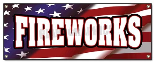 72″ Fireworks Banner Sign – Heavy Duty Outdoor Vinyl for Stores