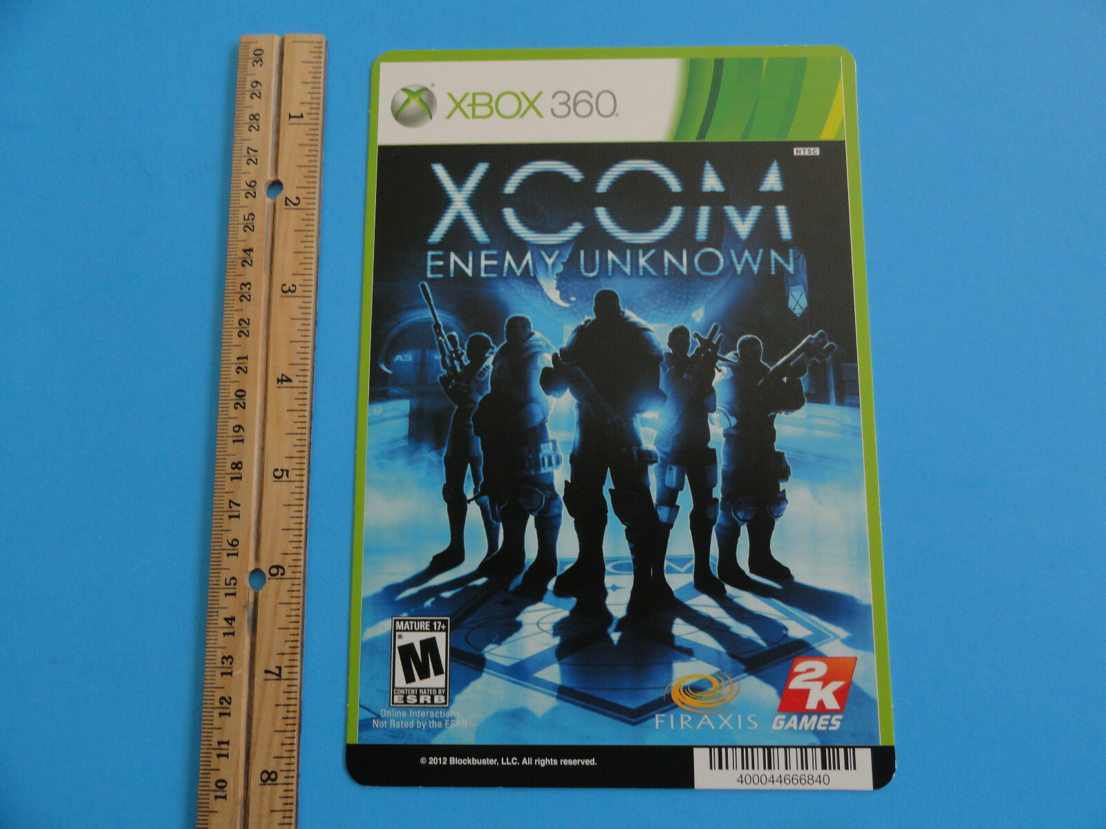 XBOX 360 XCOM ENEMY UNKNOWN BLOCKBUSTER VIDEO BACKER CARD 5″X8″ – NO GAME