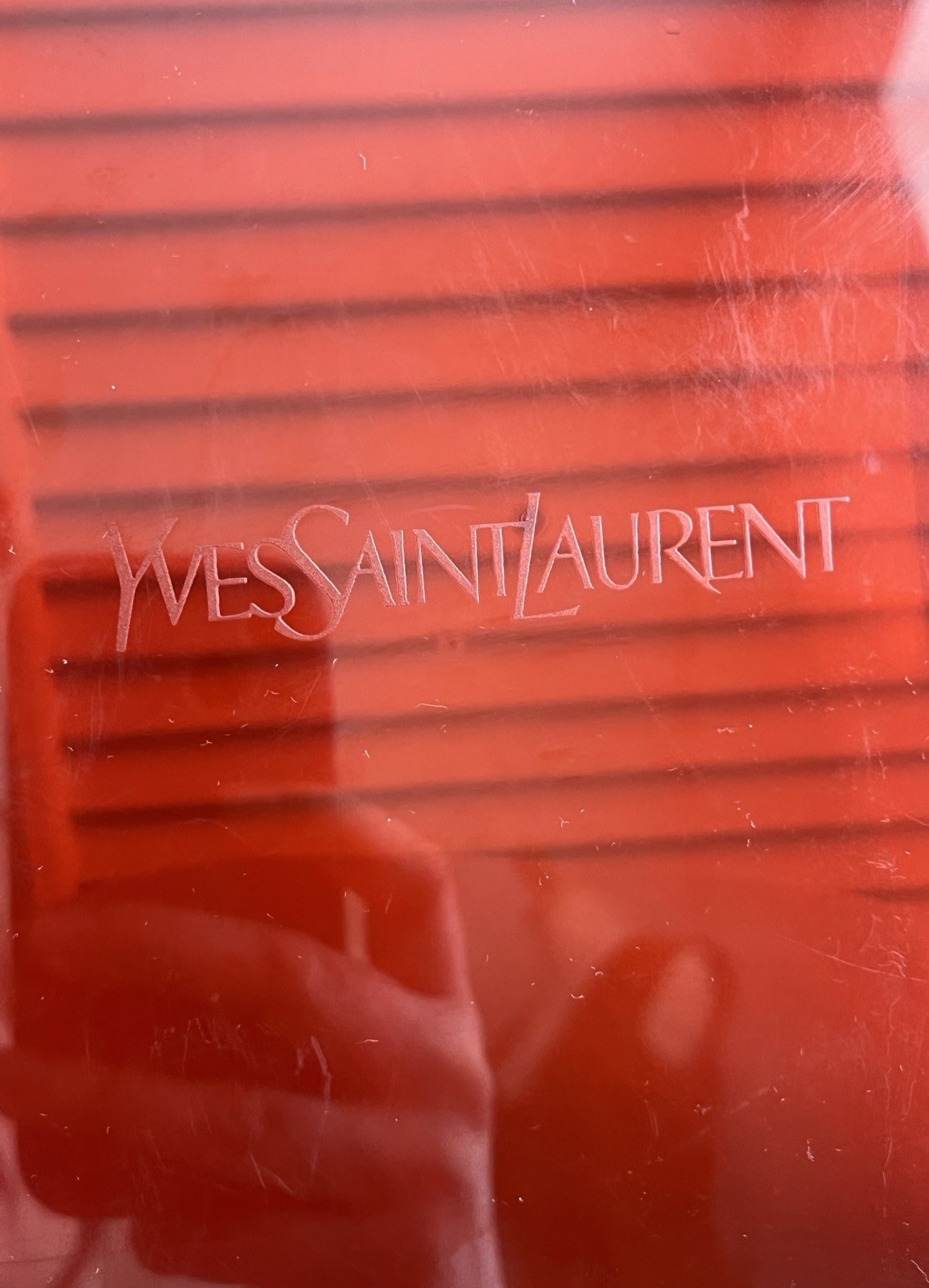 VTG 90s Yves Saint Laurent YSL Red Acrylic Store Display Case Retail Prop 9.5”
