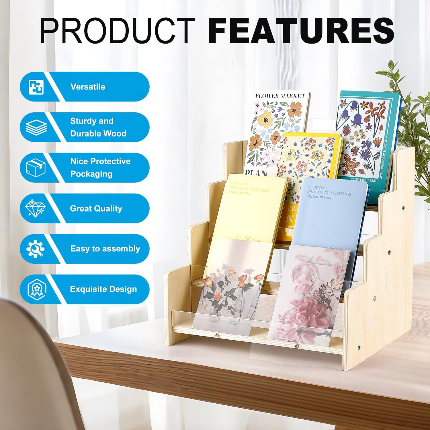 Greeting Card Display Stand , Acrylic Sticker Display Holder for Vendors, Counte