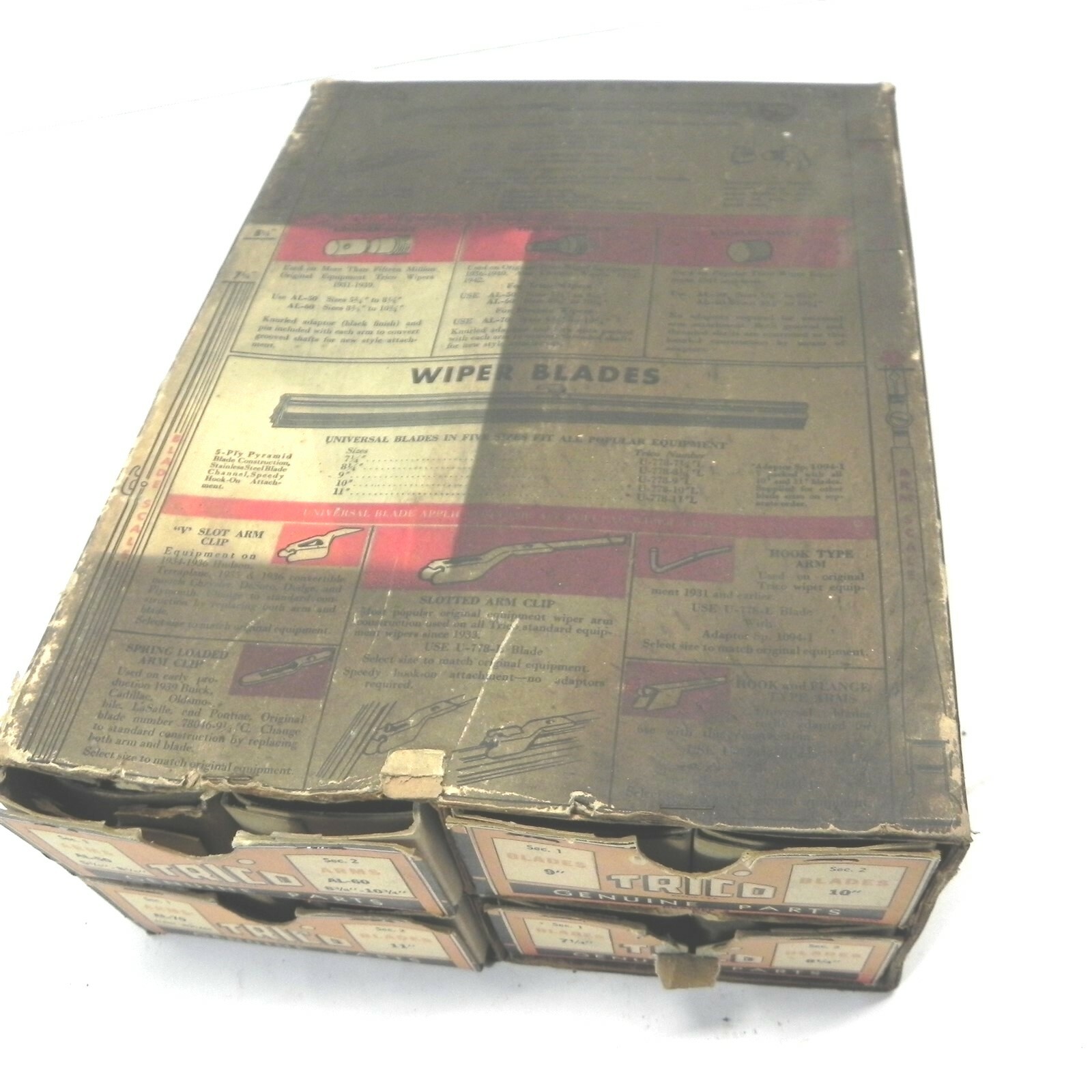 VINTAGE 1930S 1940S TRICO WIPER DISPLAY CARDBOARD BOX NO PARTS 13″ x 5″ x 9 1/2″