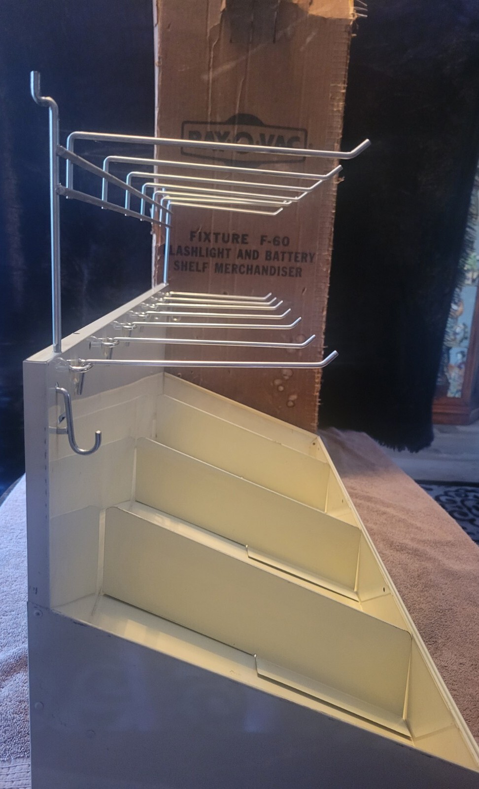 Large Vintage Ray•O•Vac Flashlight Batteries Counter Wall Display Cabinet NOS