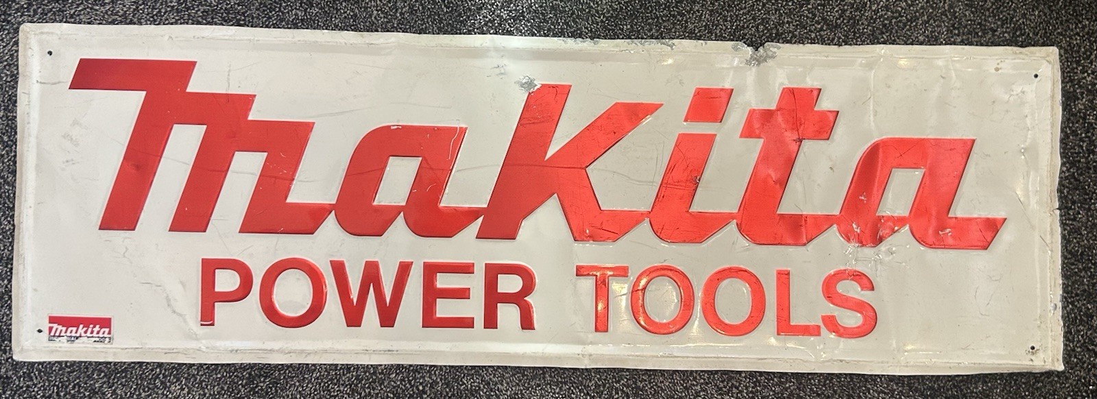 Vintage Original Scioto Makita Power Tools Aluminum Sign 36″ X 12″ Store Display