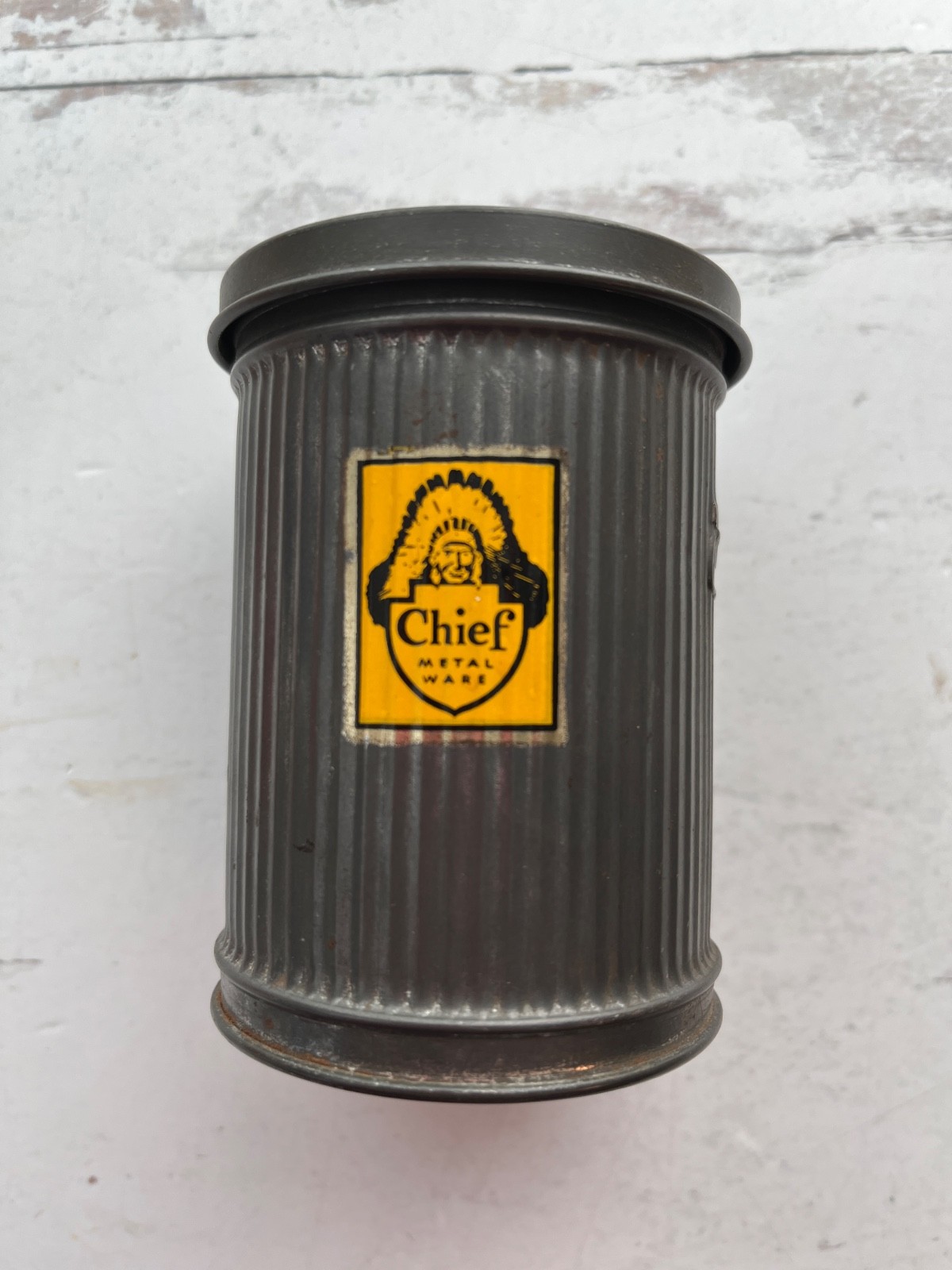 Vintage Chief Metal Wares Salesman Sample Little mini garbage, trashcan, bin