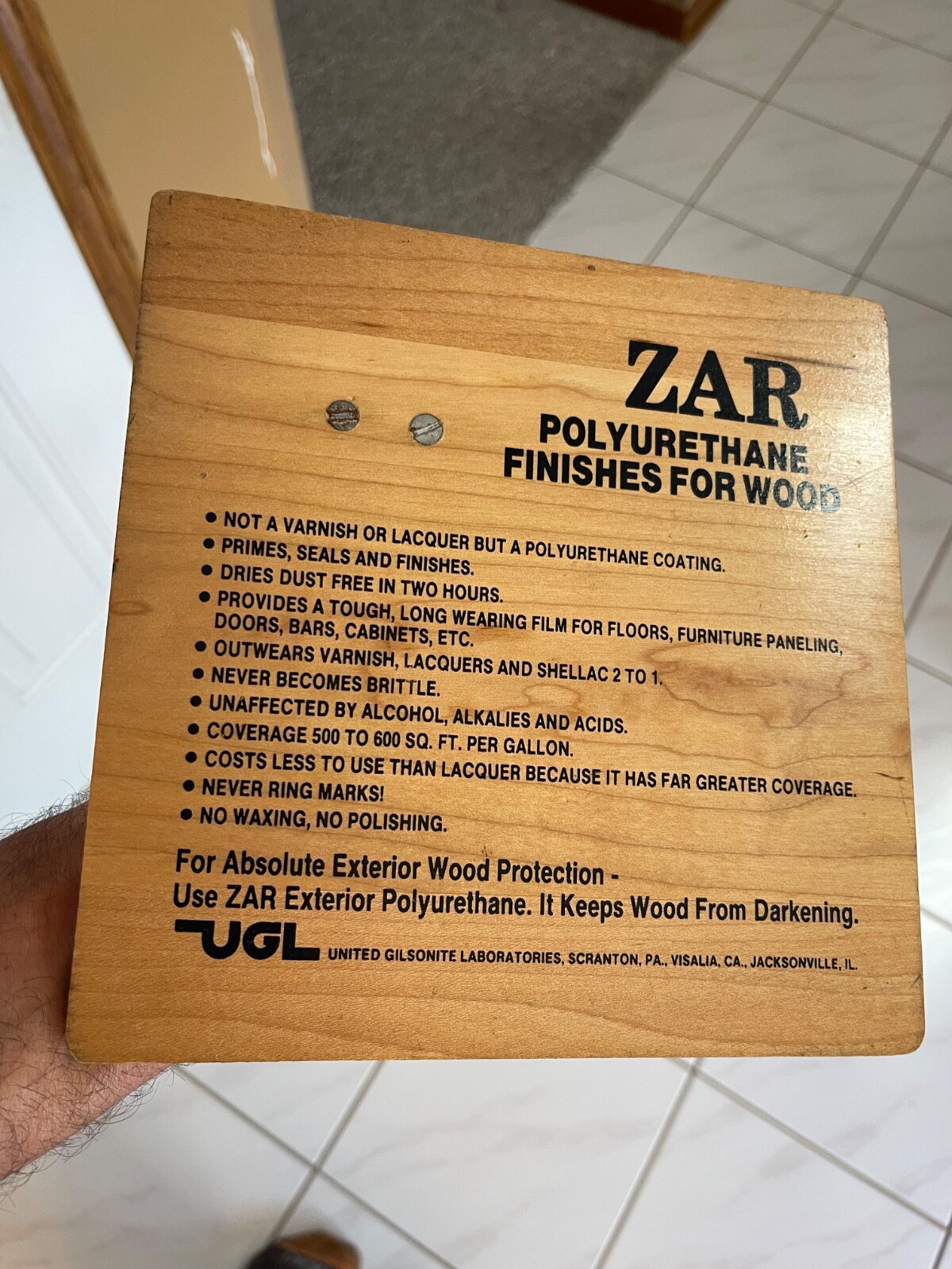 VTG ZAR WOOD FLOOR FINISH STORE COUNTER DISPLAY W/BOWLING PIN