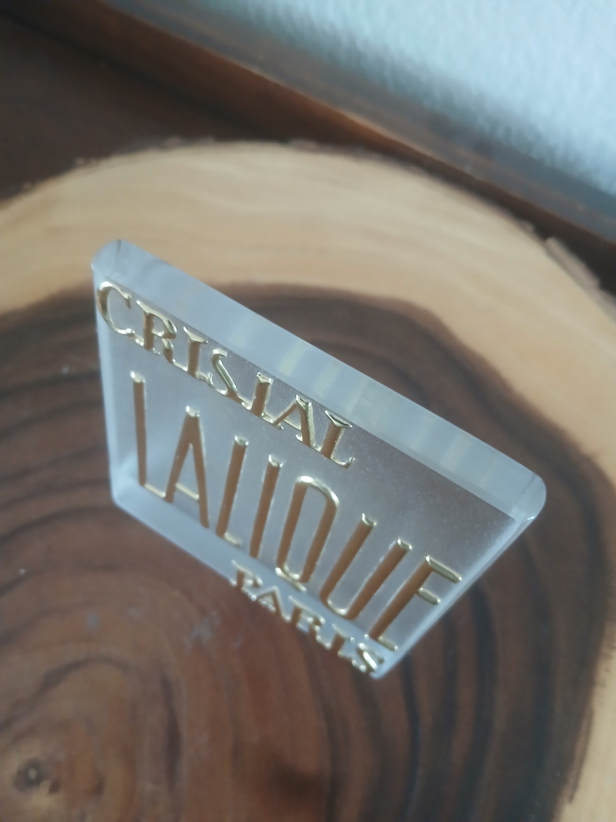 VTG Lalique CRISTAL LALIQUE PARIS Frosted Glass Display Sign, Read Description