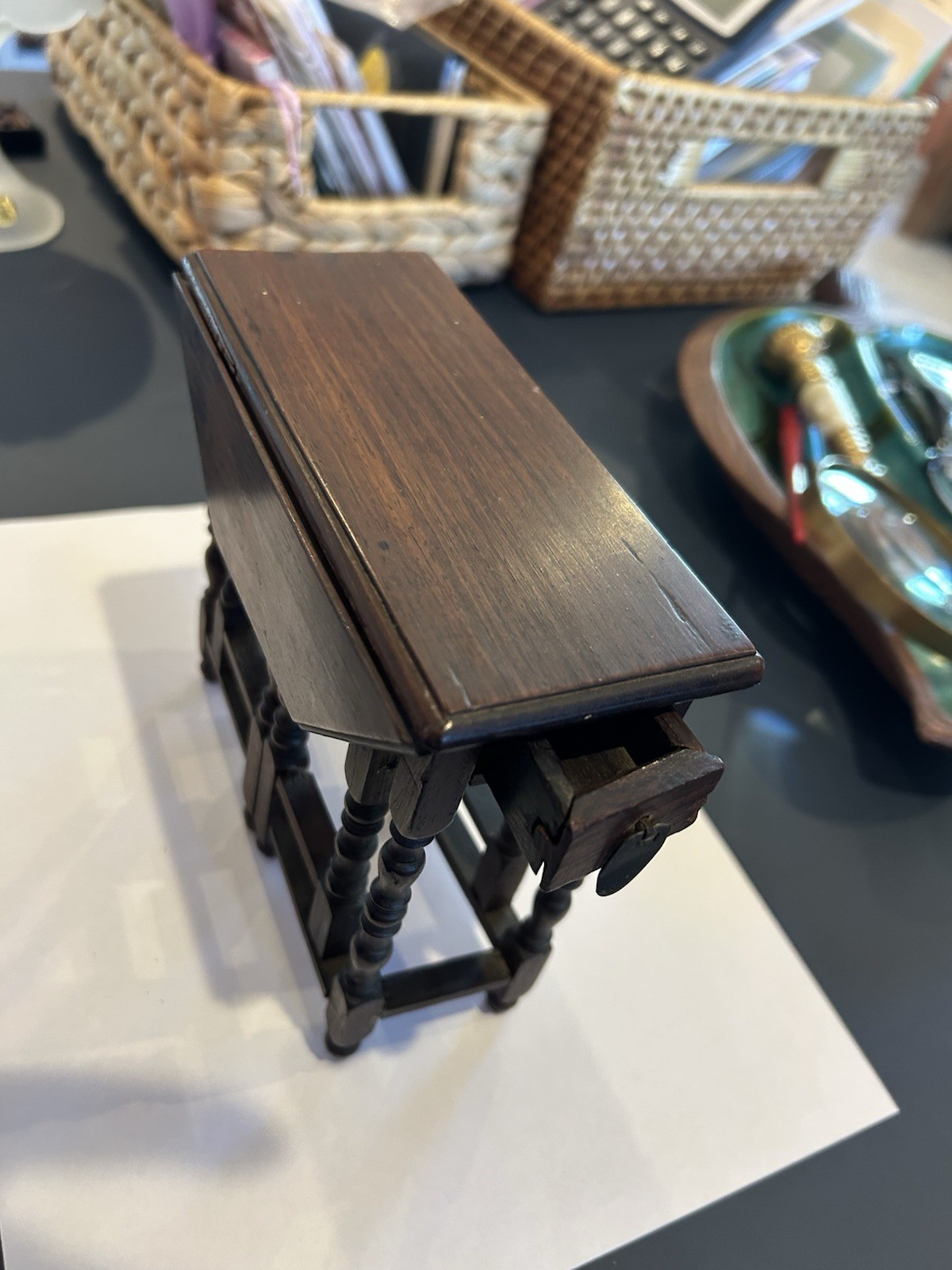 Antique Salesman Sample 1910 Solid Wood Drop Leaf Table