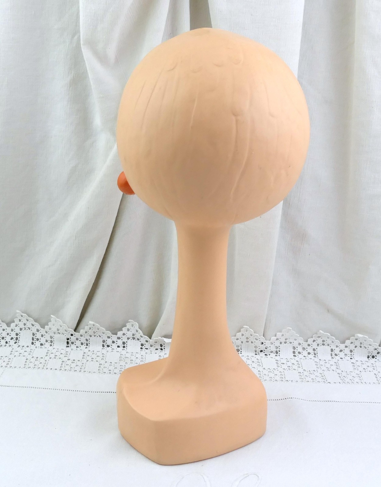 Vintage French 1960s Twiggy Head Shop Display, Retro Mid Century Hat Stand
