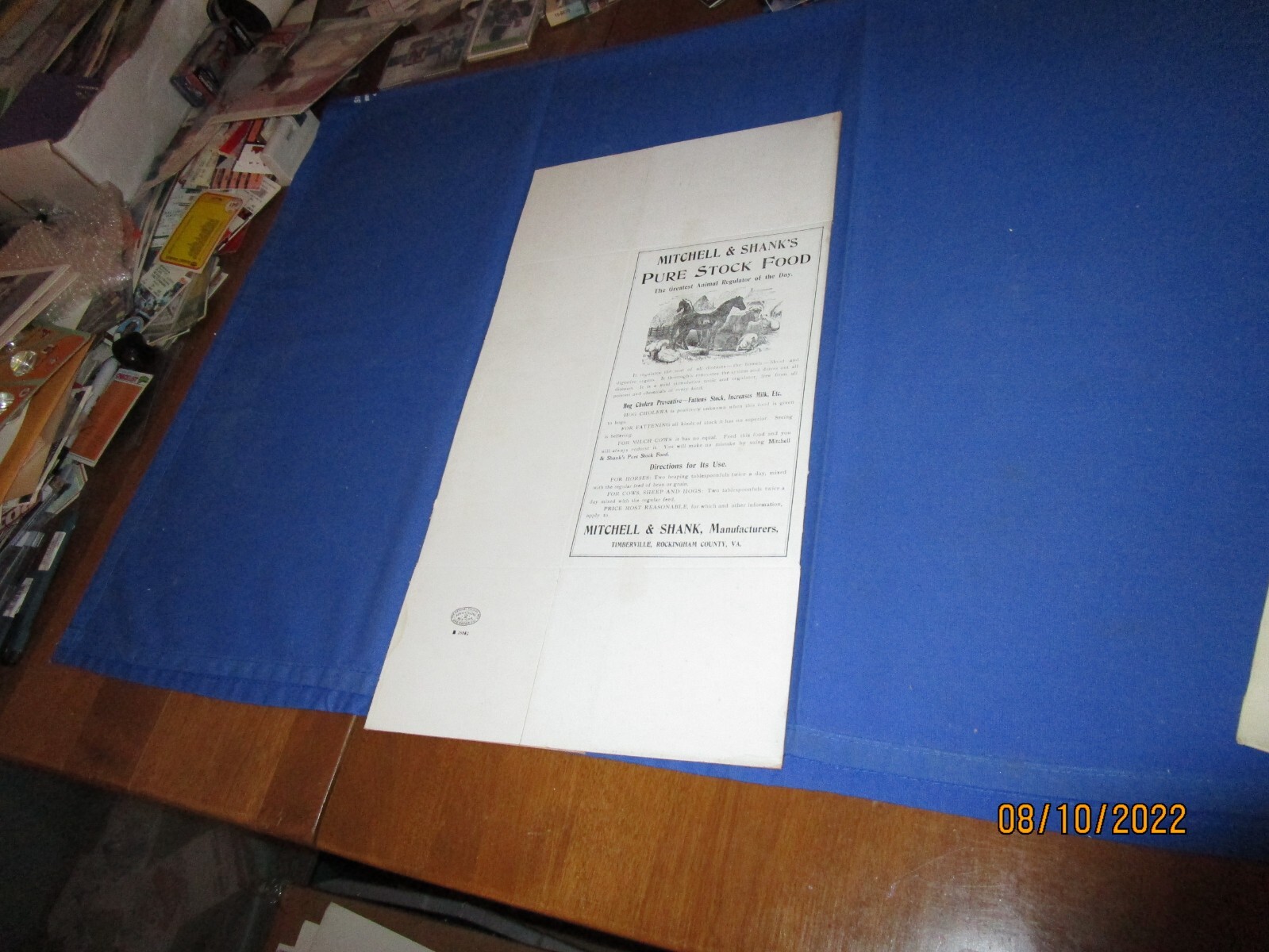 Rare C. Late 1800’s Mitchell & Shanks Animal Food Unused Flat Advertising Box