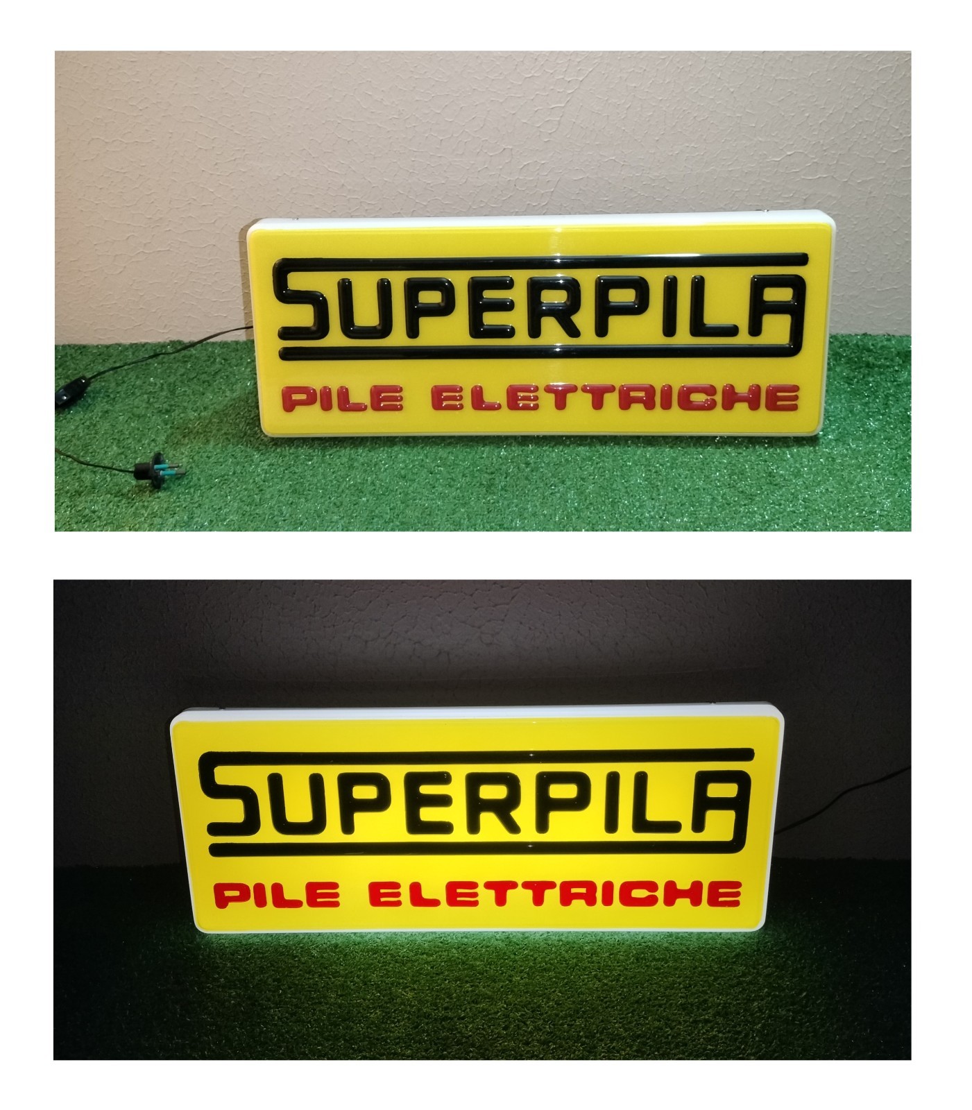 Luminous Sign Table, Vintage, Advertising, Super Battery Electric Batteries
