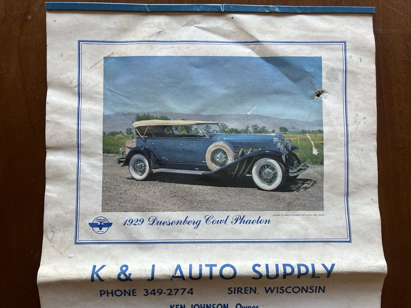 1966 American Hammered Piston Rings Calendar K&J Auto Supply Display Siren WI