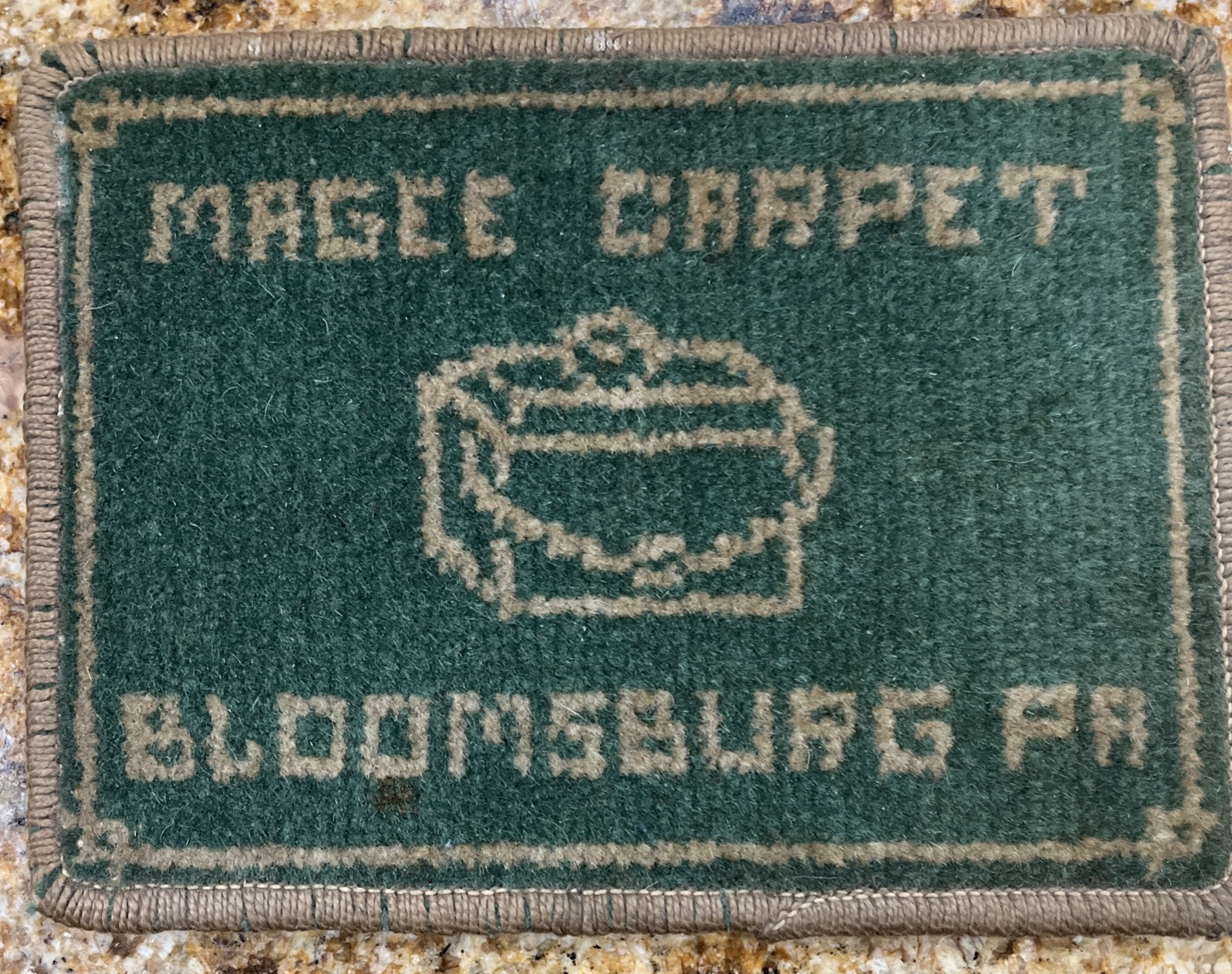 MAGEE CARPET Bloomsburg PA Salesman Sample 1950-60’s Green & White 100% Wool