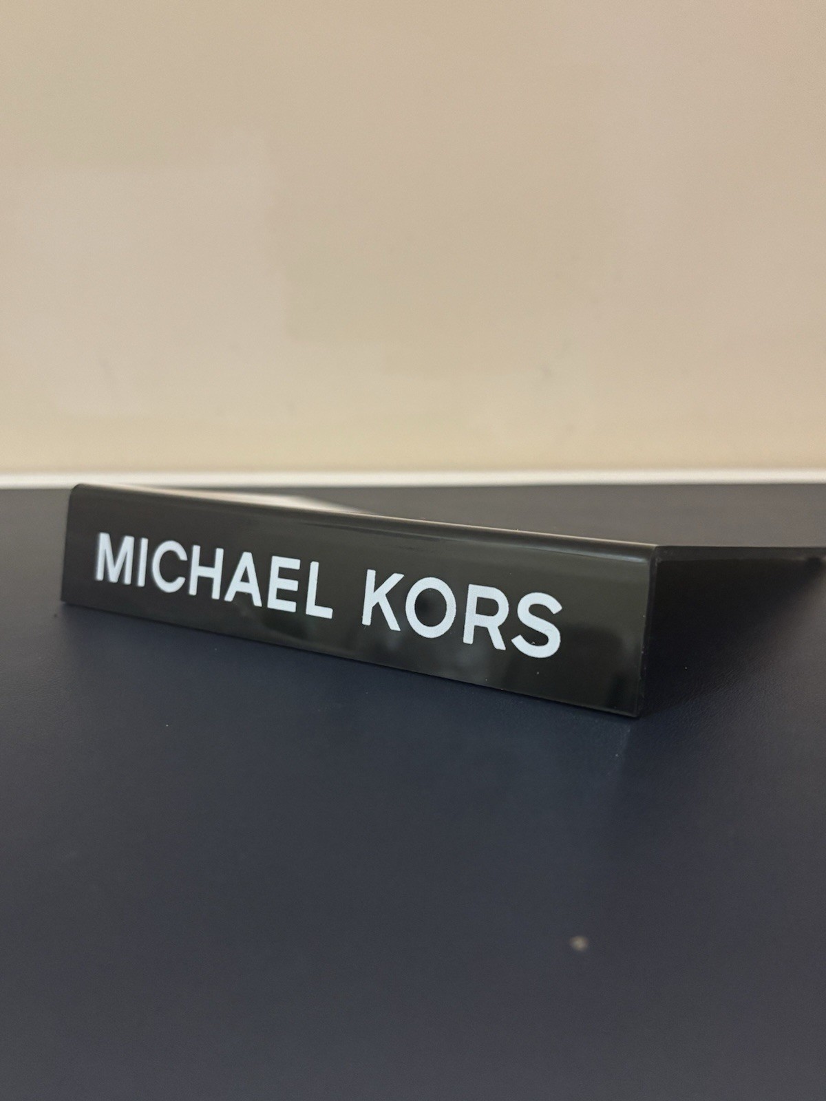 Michael Kors Black Acrylic Store Display Advertising Riser Stand