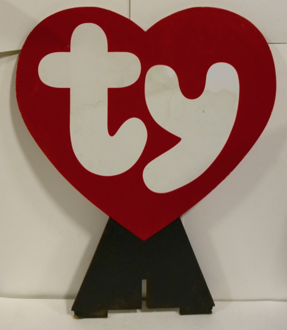 RARE TY BEANIE BABIES LARGE HEART SHAPED STORE DISPLAY SIGN 18.5″ TALL
