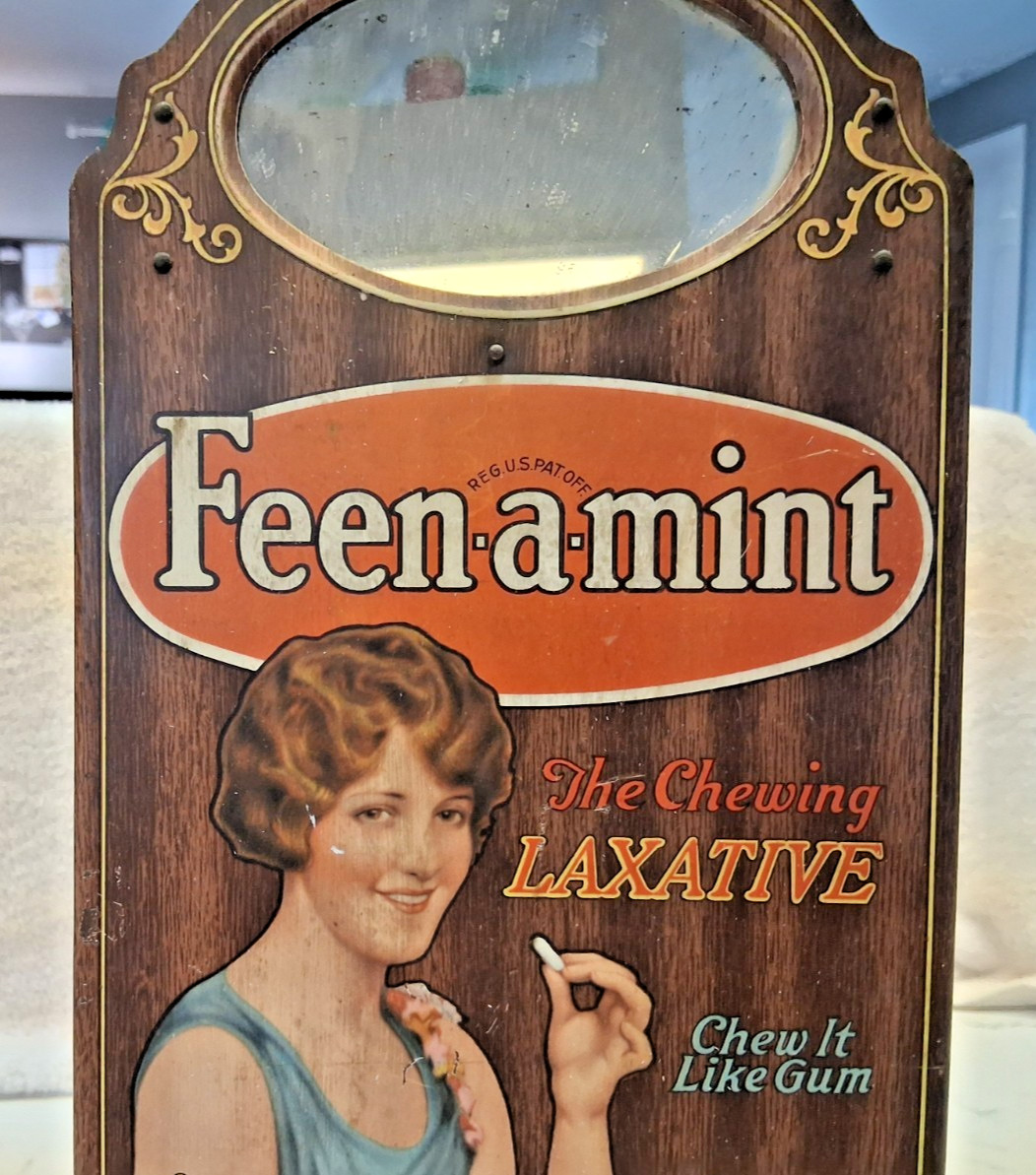 Feen-A-Mint, The chewing Laxative, Great looking Old Store Display.