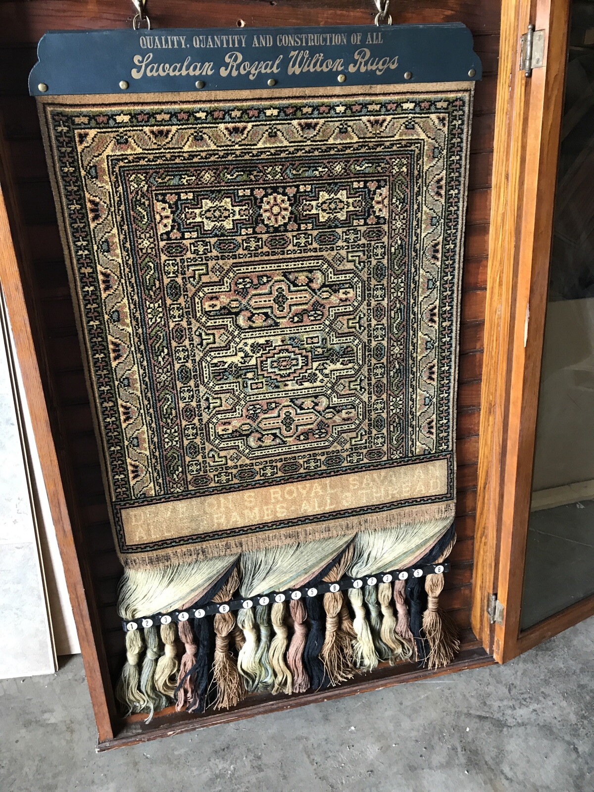 Antique Royal Kashan Wilton Rug Salesman sample 36 x 62 x 3.5
