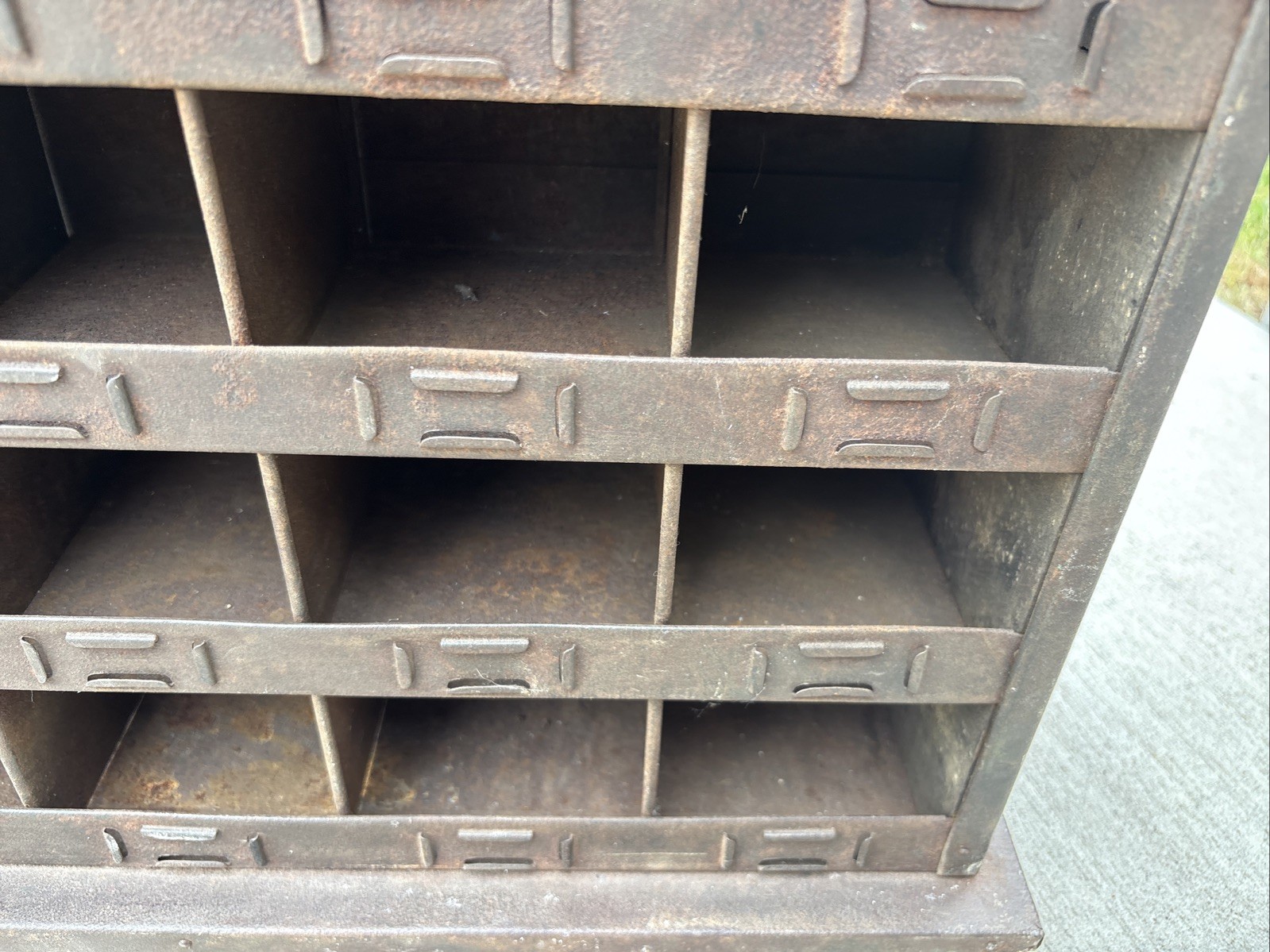 Antique Metal Parts Bin Cabinet Industrial Metzger Chicago Store Counter Display