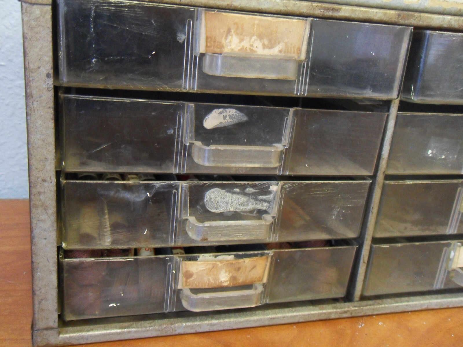 VTG Antique Old Hickory Shoe Laces Store Display Cabinet 14 LACES + 11 OTHER