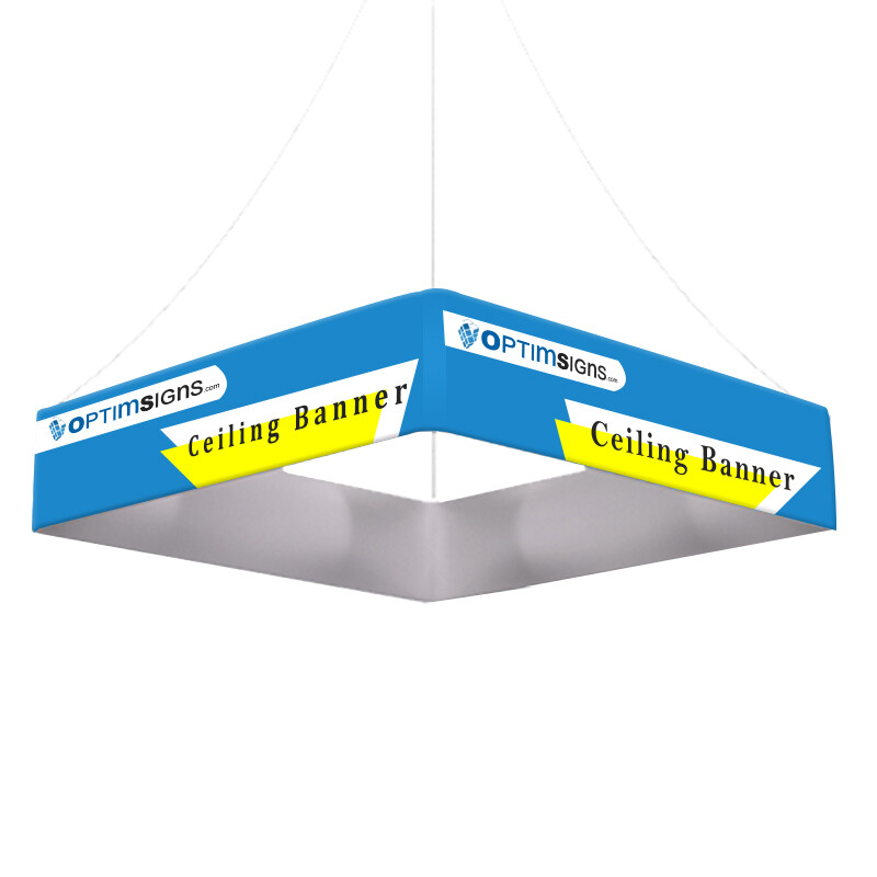 Square Customized Fabric Hanging Banner Ceiling Advertising Trade Show Display