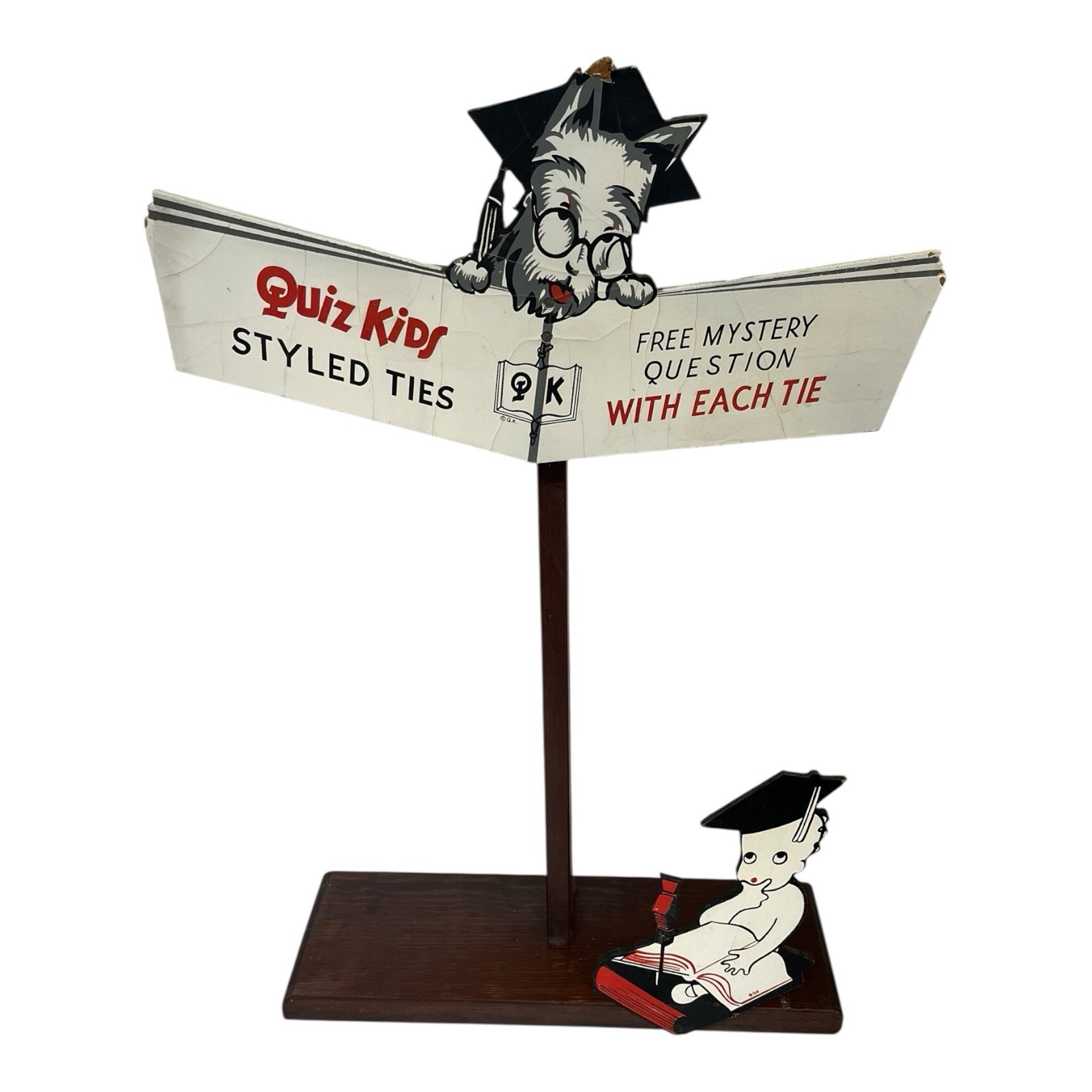 Vintage 1940s Store Display New Old Stock “Quiz Kids” Radio Q&A Show Tie Display