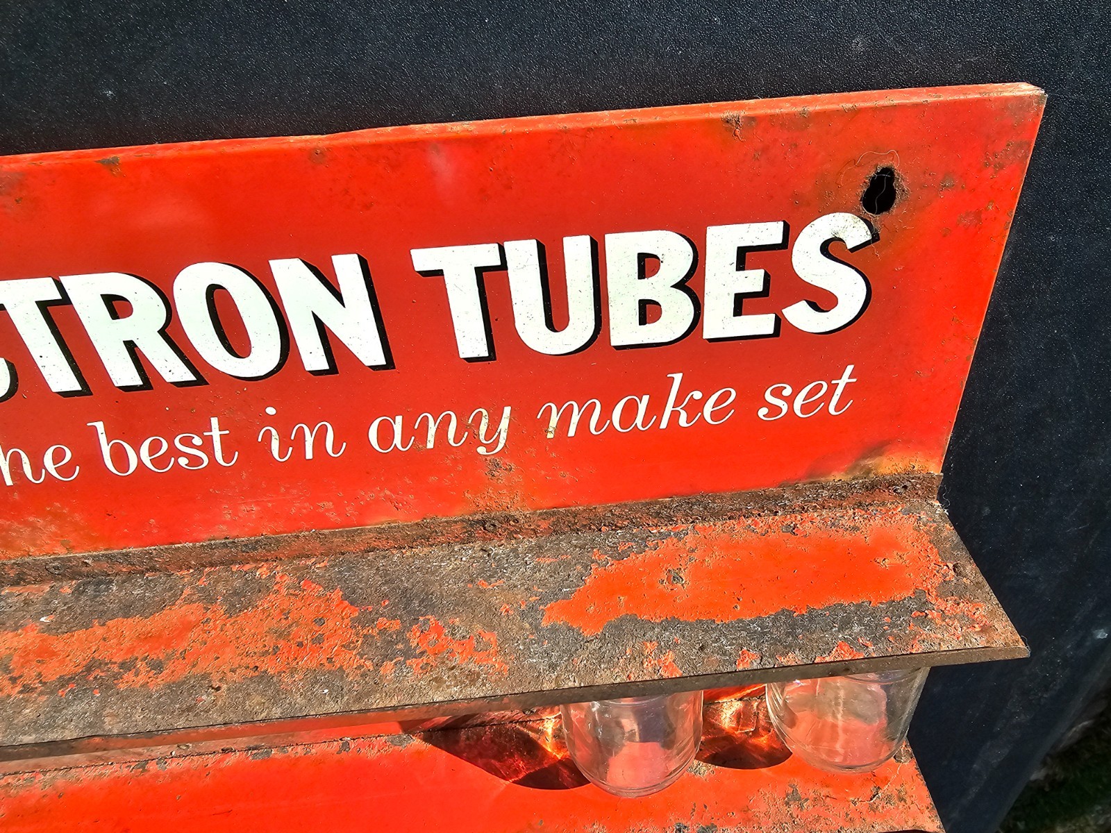 Vintage RCA Electron Tubes Store Display Rack Advertising Metal Sign 14 Jars