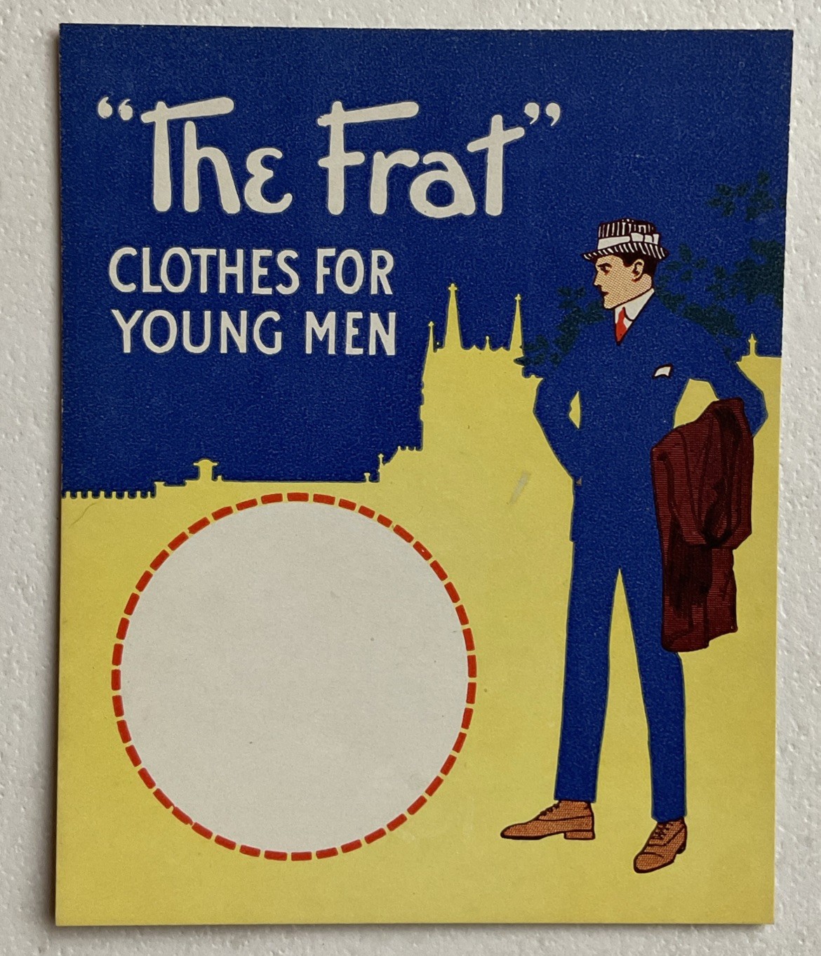 Art Deco Design The Frat Clothes For Young Men Blank Price Ticket Tag Vintage