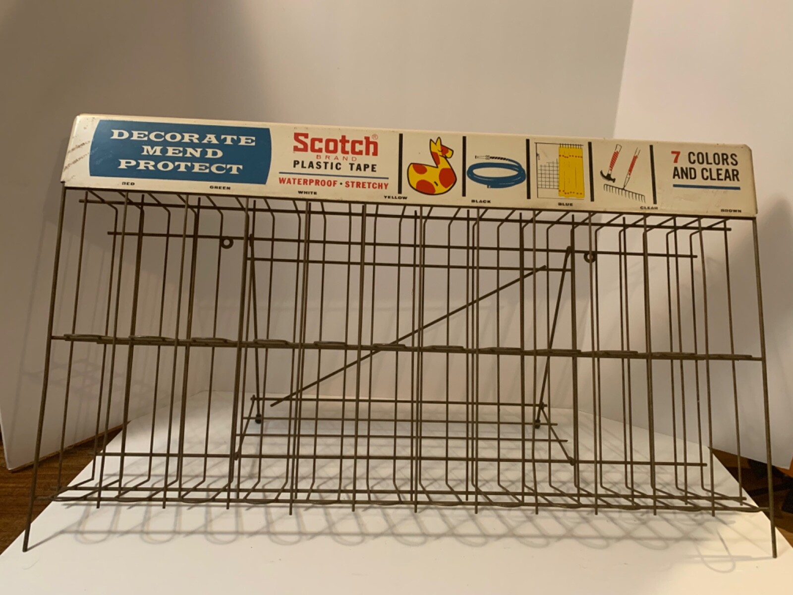 Vintage Scotch Colored Plastic Tape Tin Store Counter Display sign Rare Old