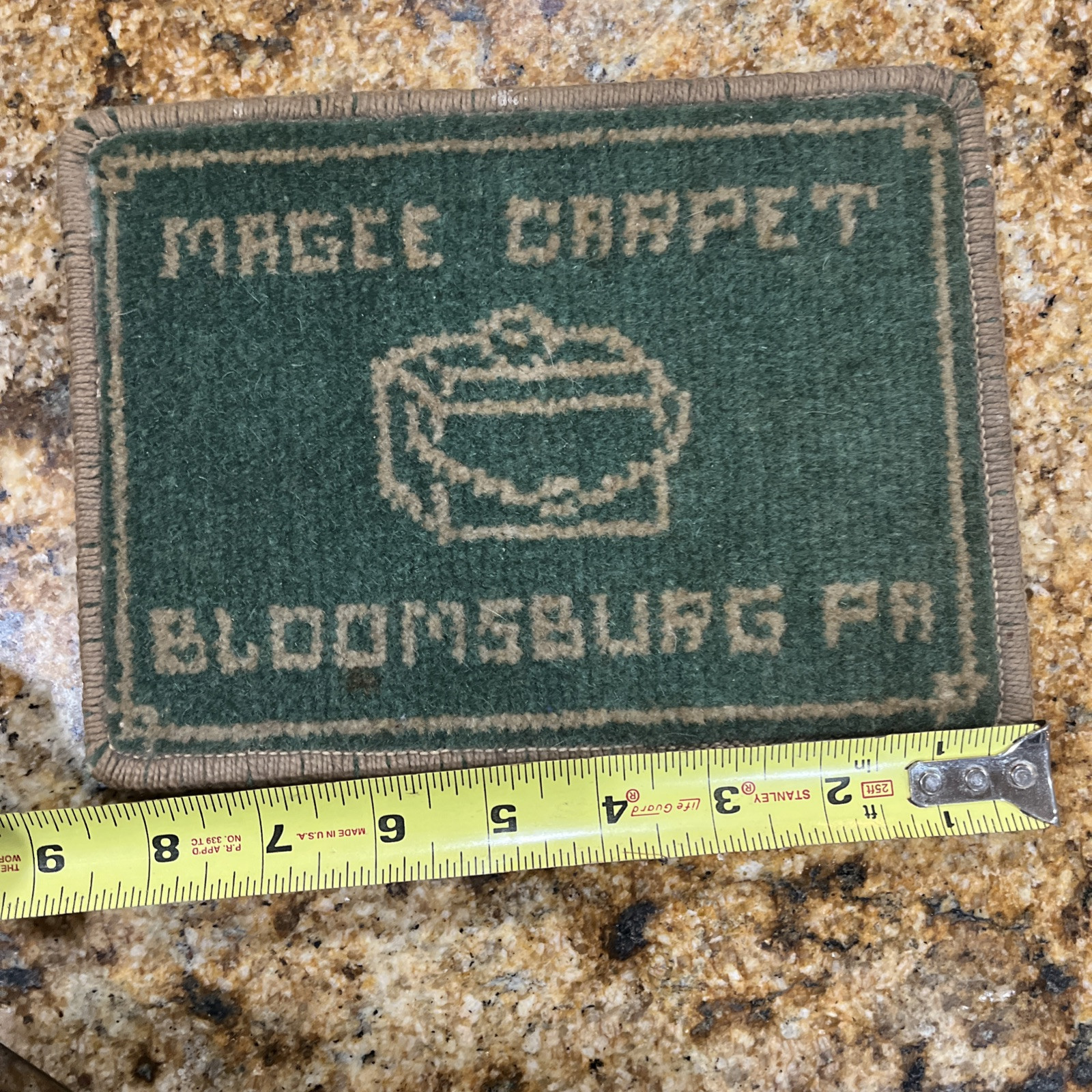 MAGEE CARPET Bloomsburg PA Salesman Sample 1950-60’s Green & White 100% Wool