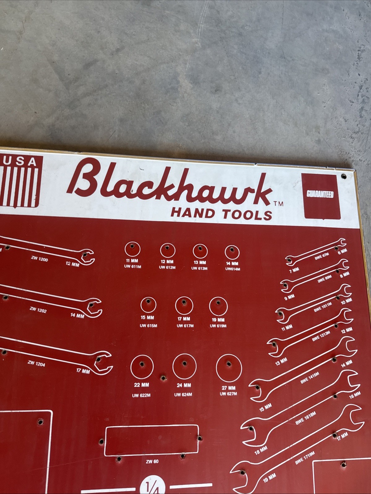 Vintage Black Hawk Hand Tools Display Advertisement Board DBD-8a