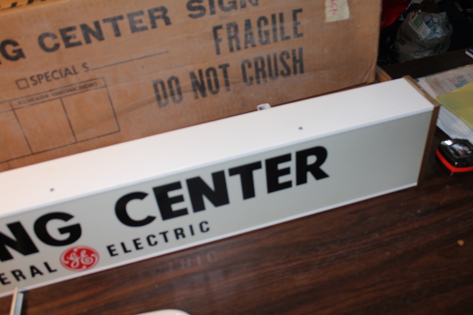 Vintage NOS 4 Ft. GE Lighting Center Sign General Electric Store Unlighted