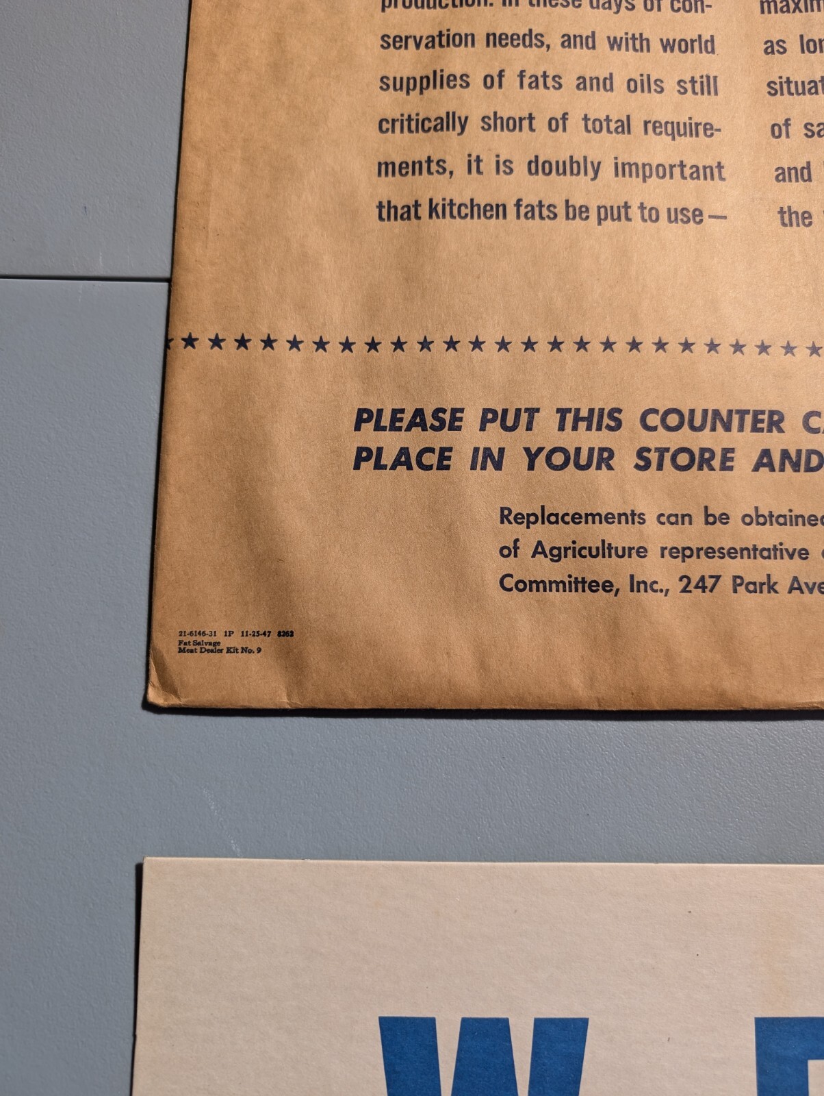 WW2 cardboard countertop display, new old stock with shipping We buy used fats 3
