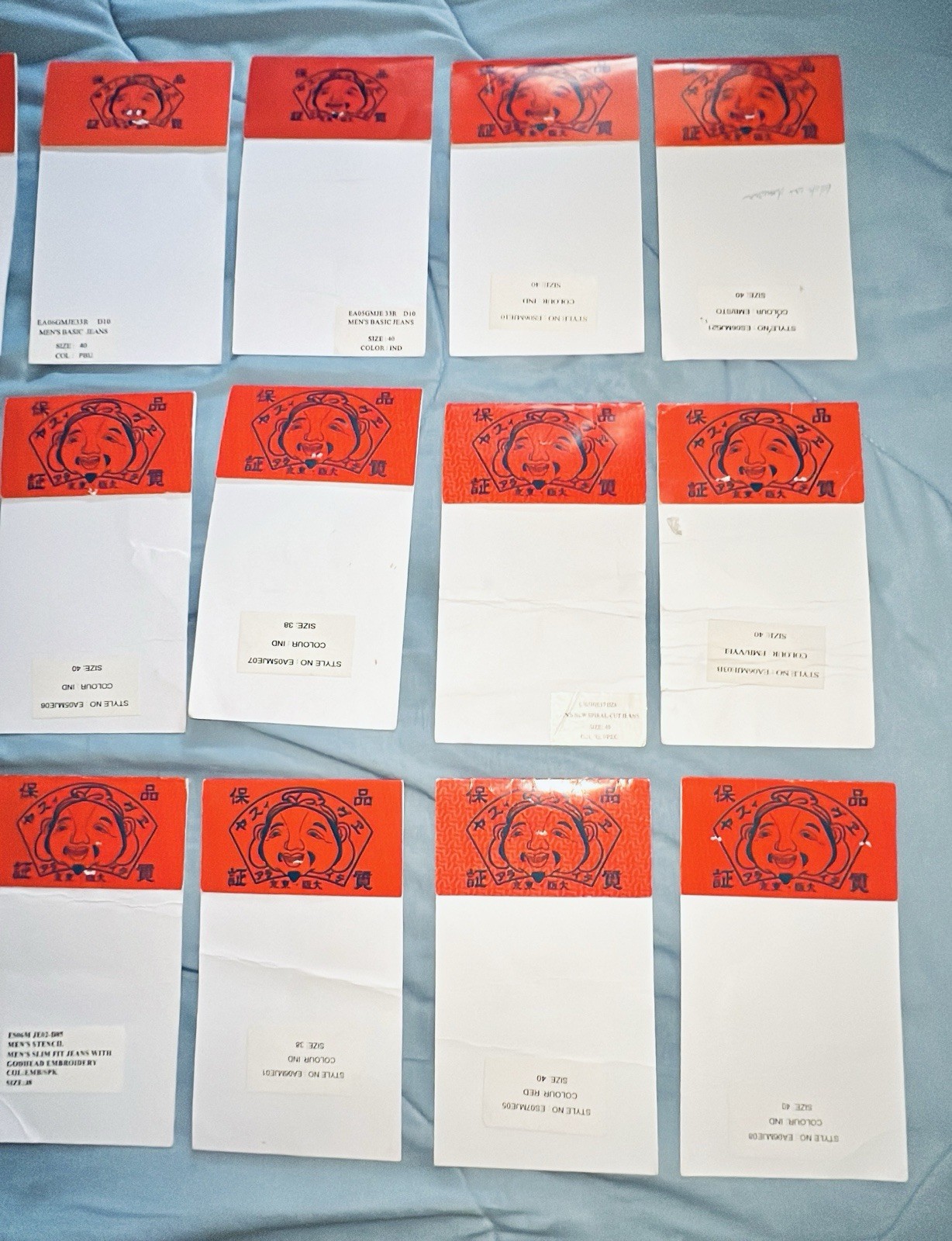 Lot Of 27 Original Evisu Genes Jeans Back Pocket Paper Store Flash Tags