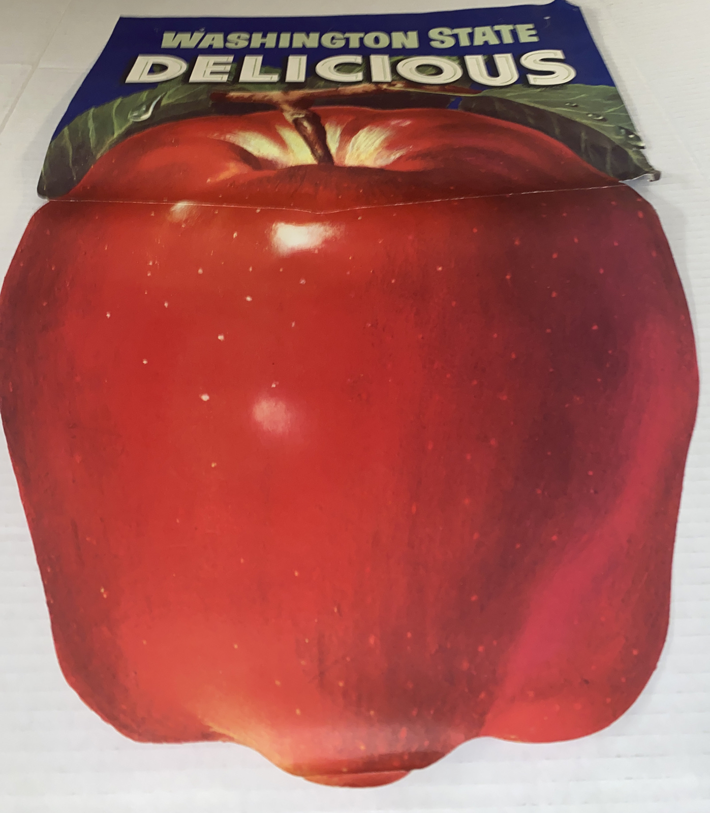 Vintage NOS Washington State Red Apple Promo Poster Grocery Display Ad MCM Prop