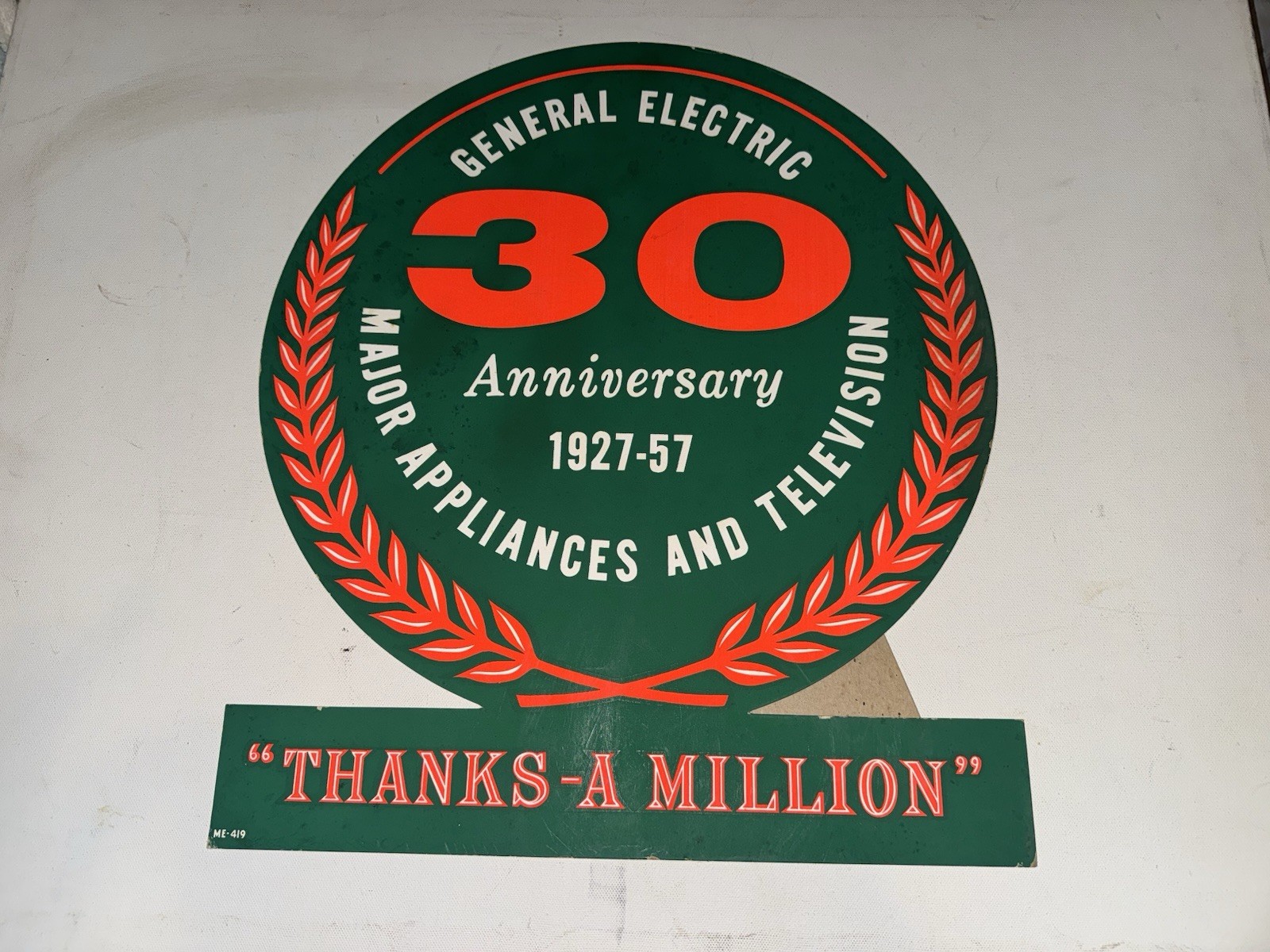 1927-57 General Electric 30 Anniversary Appliances Television Display Cardboard