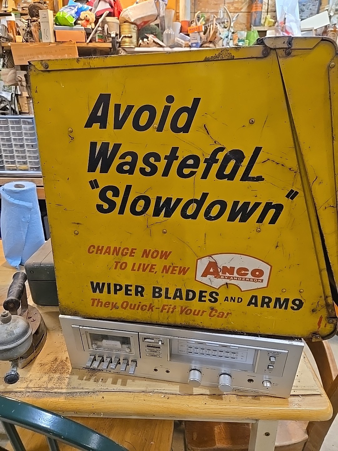 Vintage ANCO Windshield Wiper Blades And Arms Metal Store Display Cabinet
