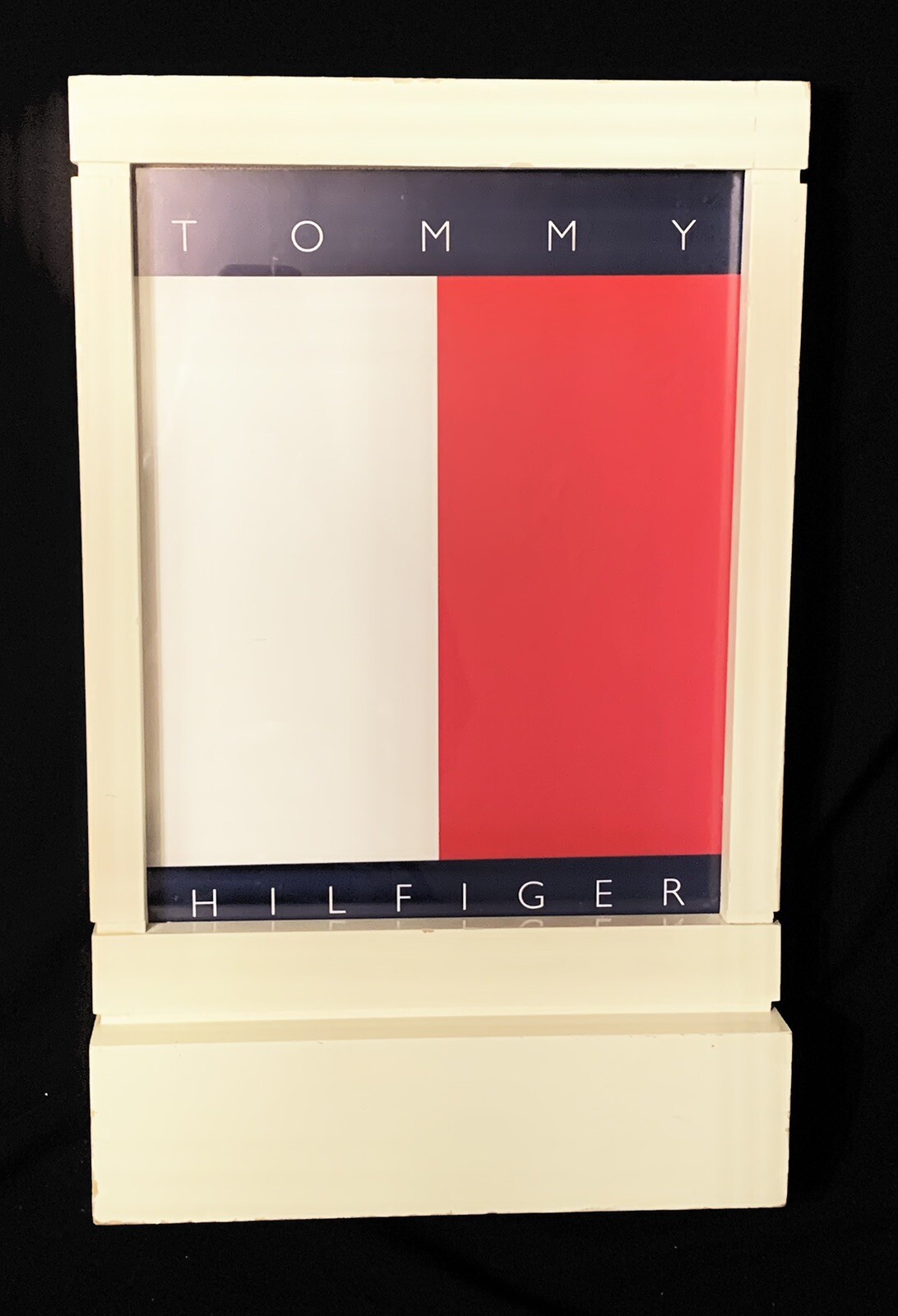 VTG TOMMY HILFIGER Wood Framed Advertising Countertop Stand Store Display 2 Side