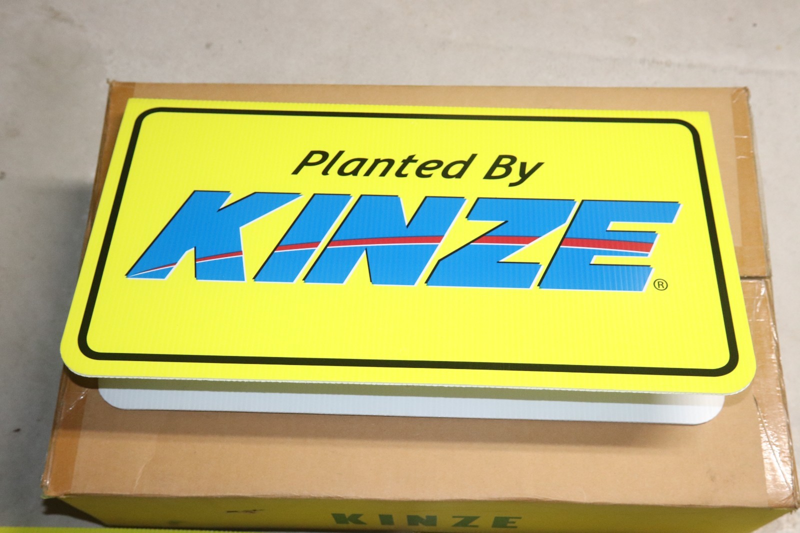 (3) KINZE Double Sided Advertising Sign Display – 22″ wide x 12-1/8″ tall New