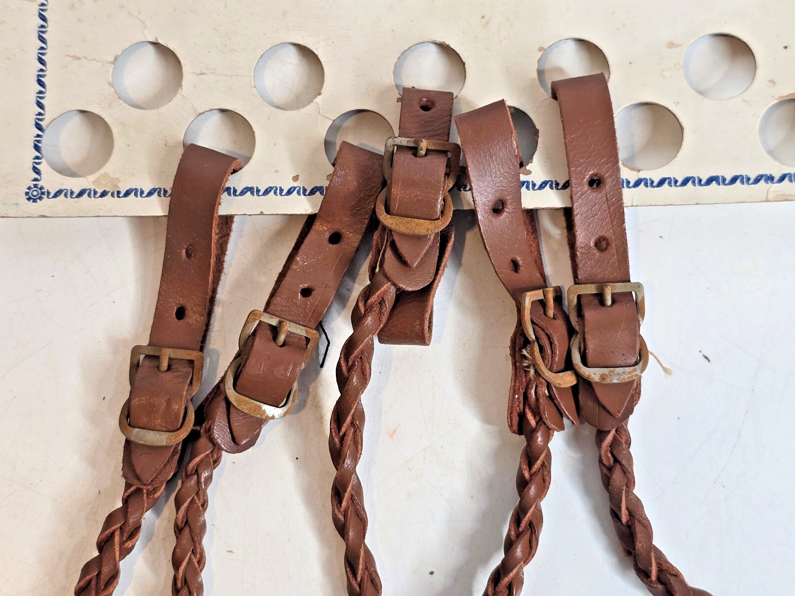 Vintage Braided Leather Watch Guards with Store Display