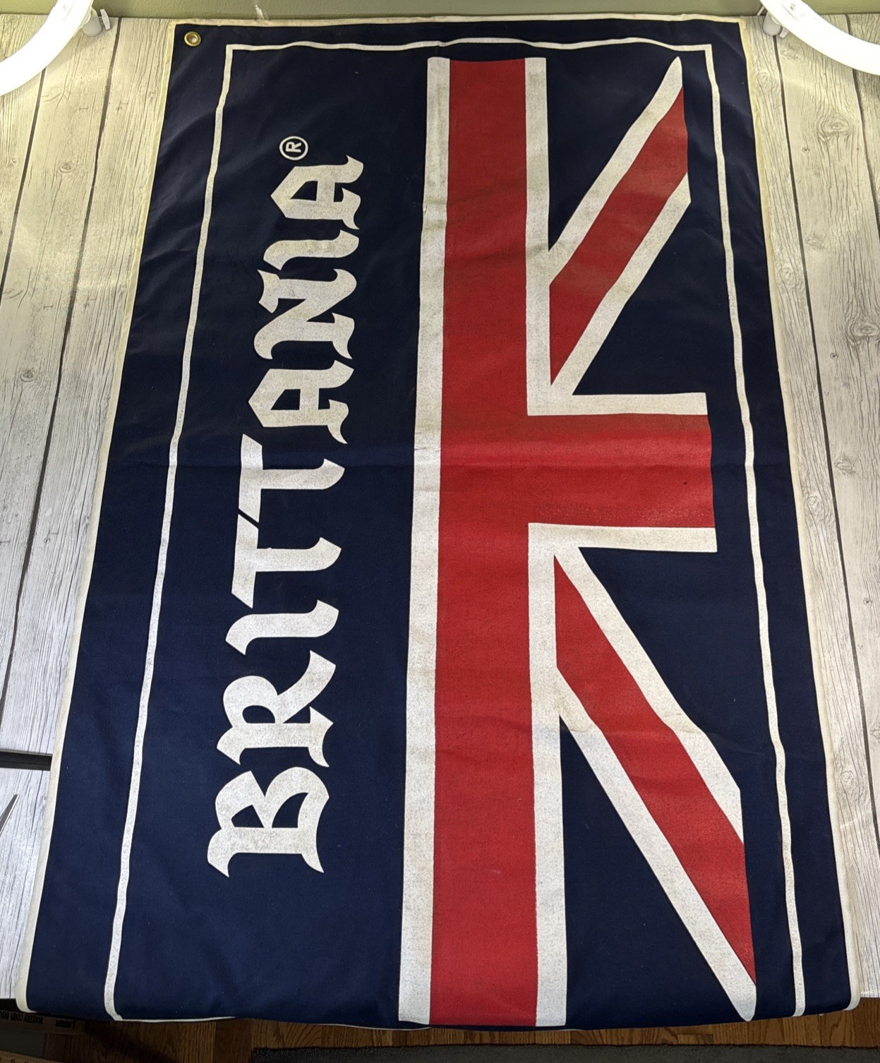 Vintage 1970s Brittania Sportswear Union Jack 2 Sided Promo Display Banner 50×30