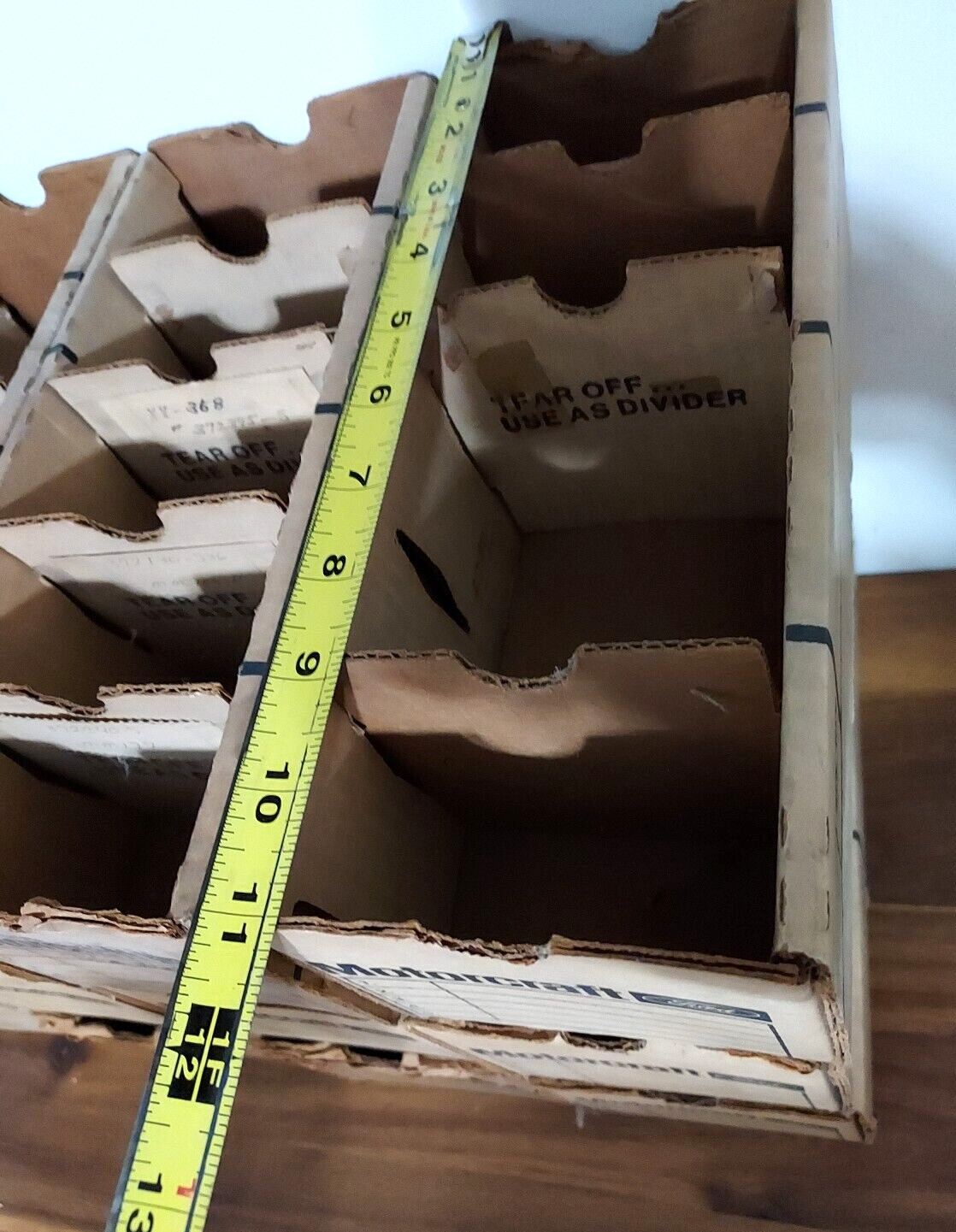12 VINTAGE MOTORCRAFT AUTOMOTIVE PARTS CARDBOARD STORAGE DISPLAY BINS 11x5x4″