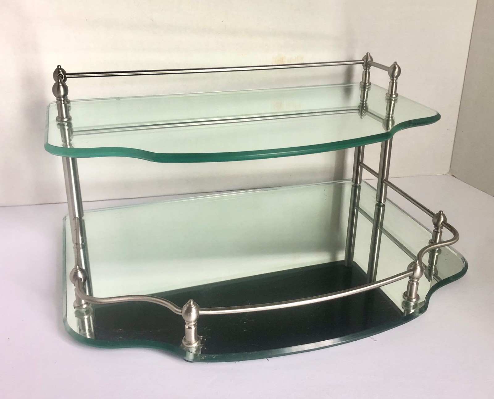 Vintage Mirror Display Two Tiered Elegant Jewelry Watch Store Glass & Metal